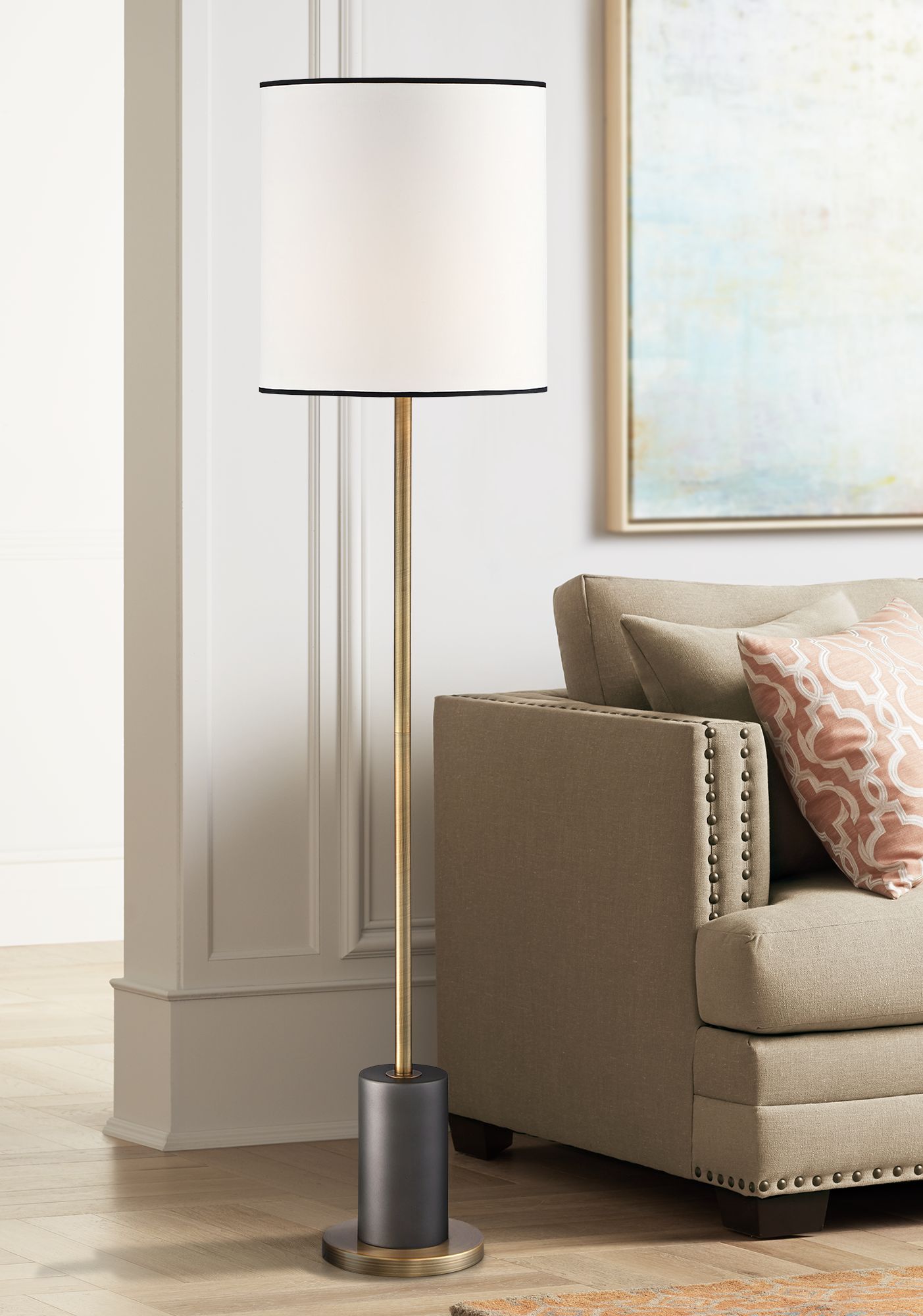 Lite Source Edgerton Aged Charcoal Column Floor Lamp