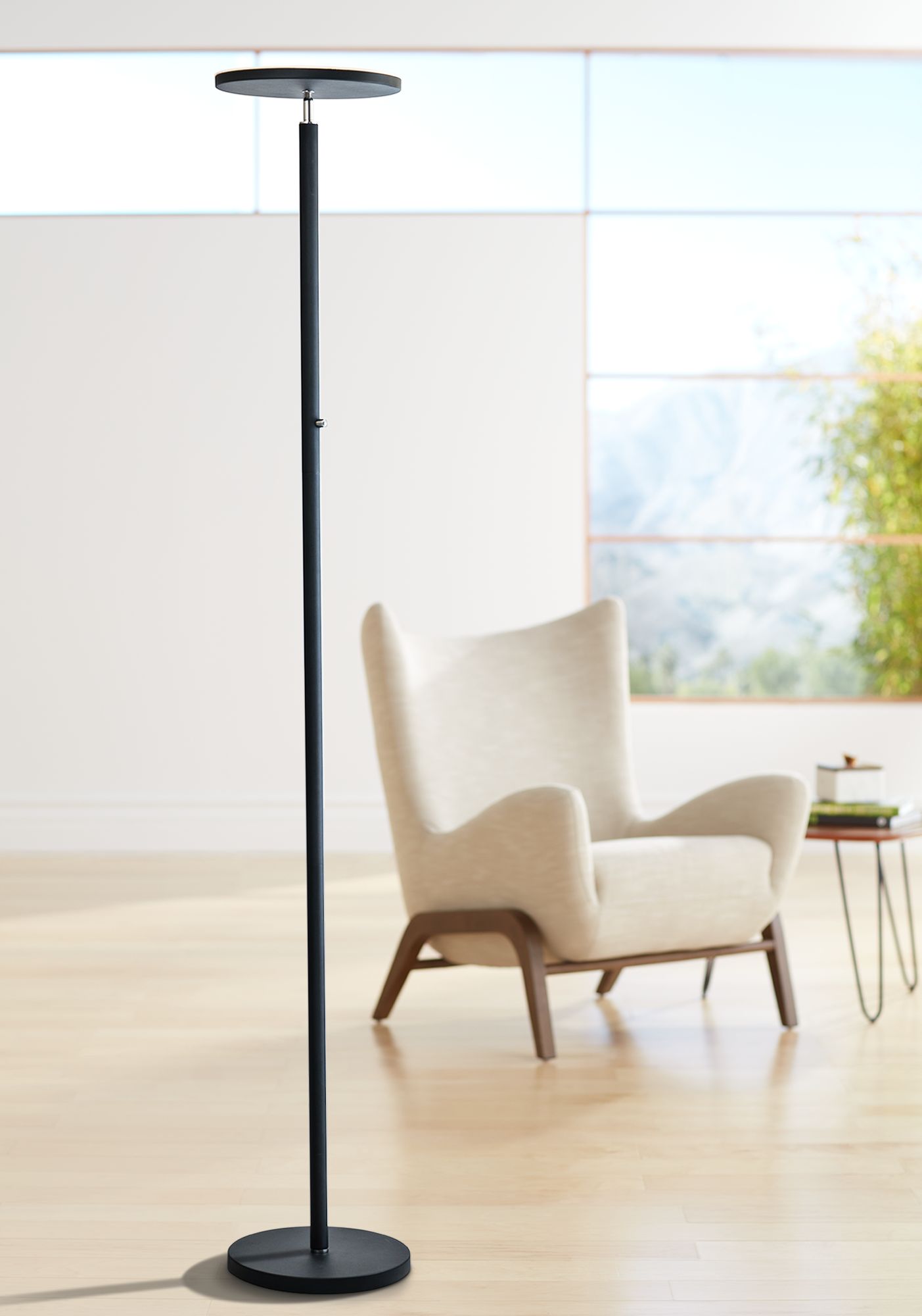 Lite Source Monet Black LED Torchiere Floor Lamp