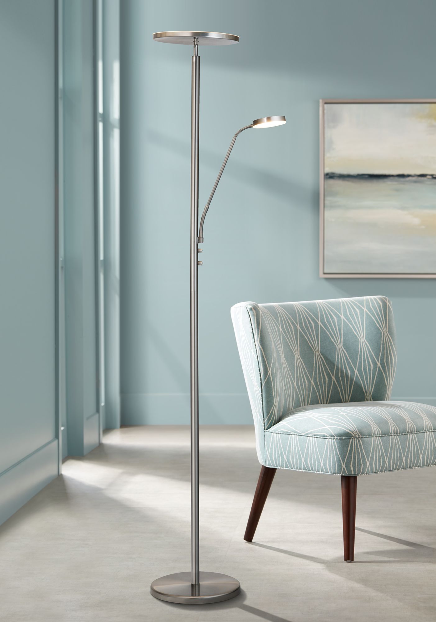 led torchiere floor lamp with reading light