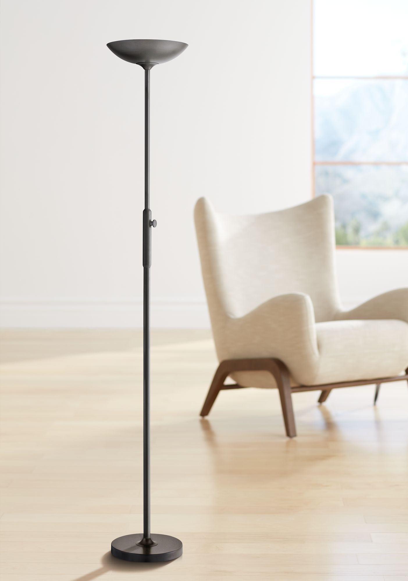 Lite Source Lemuel II Black LED Torchiere Floor Lamp