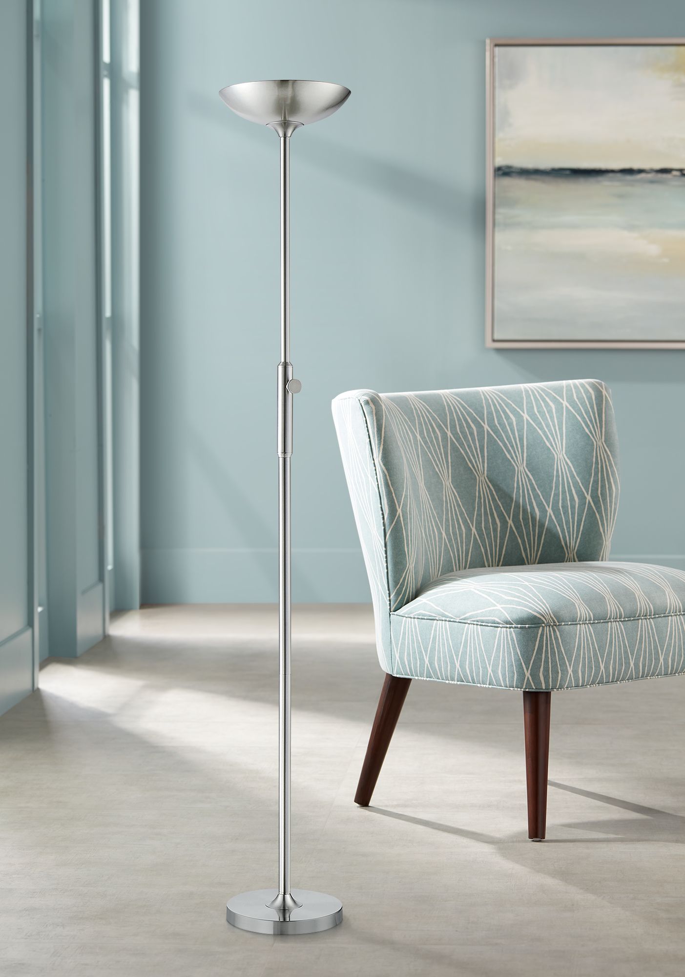 Lemuel II Brushed Nickel Metal LED Torchiere Floor Lamp