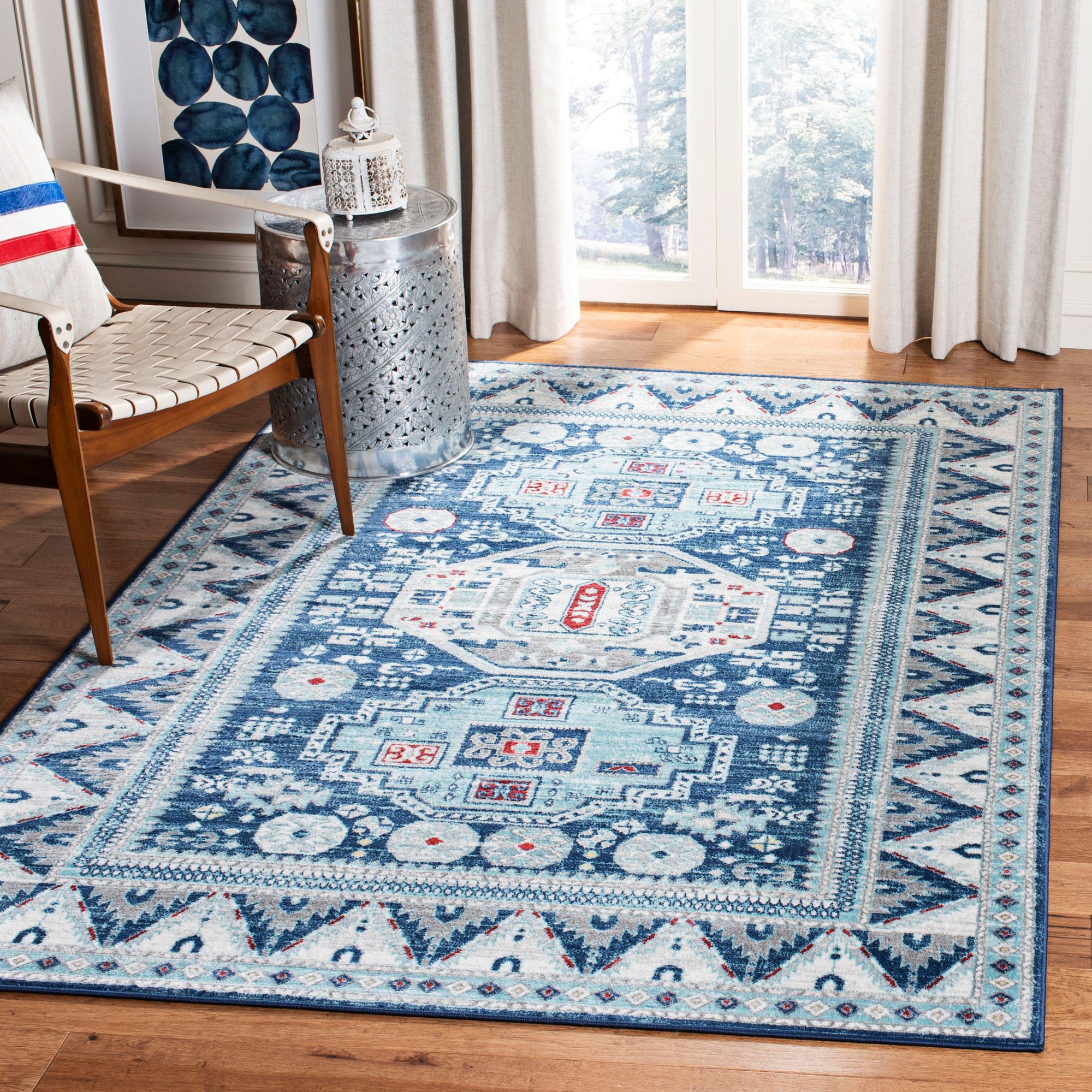 Safavieh Kazak 118 Blue and Creme Oriental Area Rug