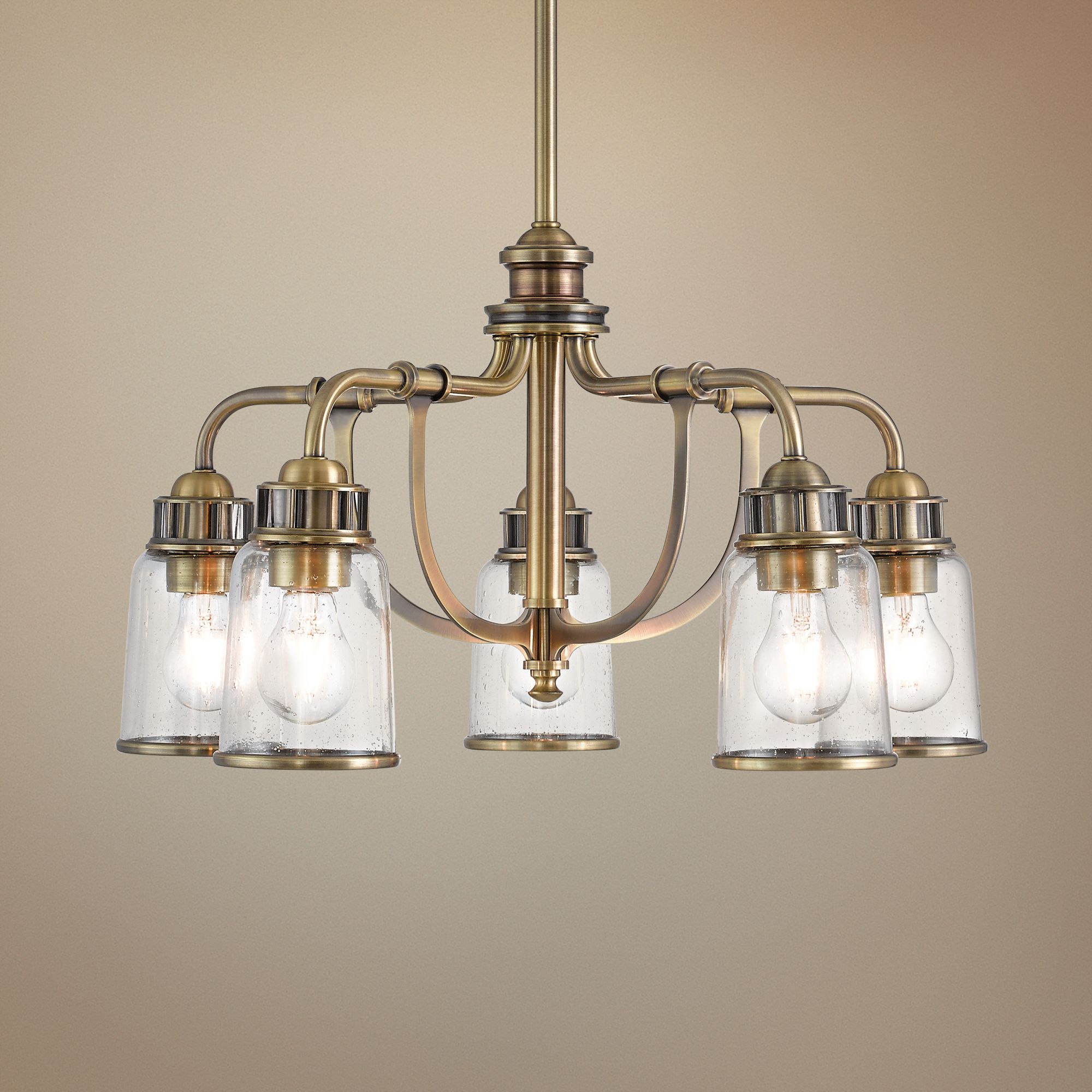 Lawrenceville 24"W Antique Brass 5-Light Dinette Chandelier