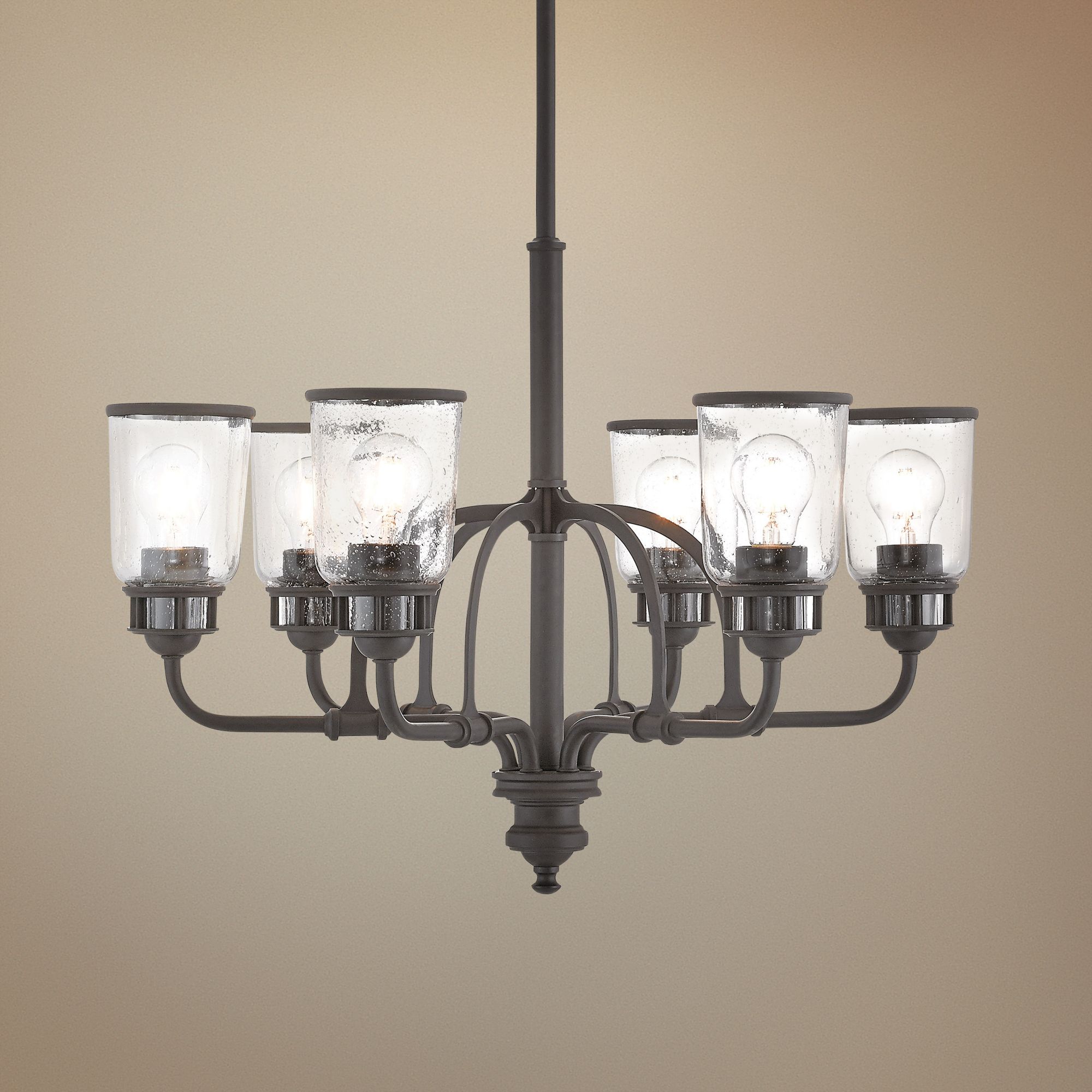 Lawrenceville 26 1/4"W Bronze Clear Glass 6-Light Chandelier