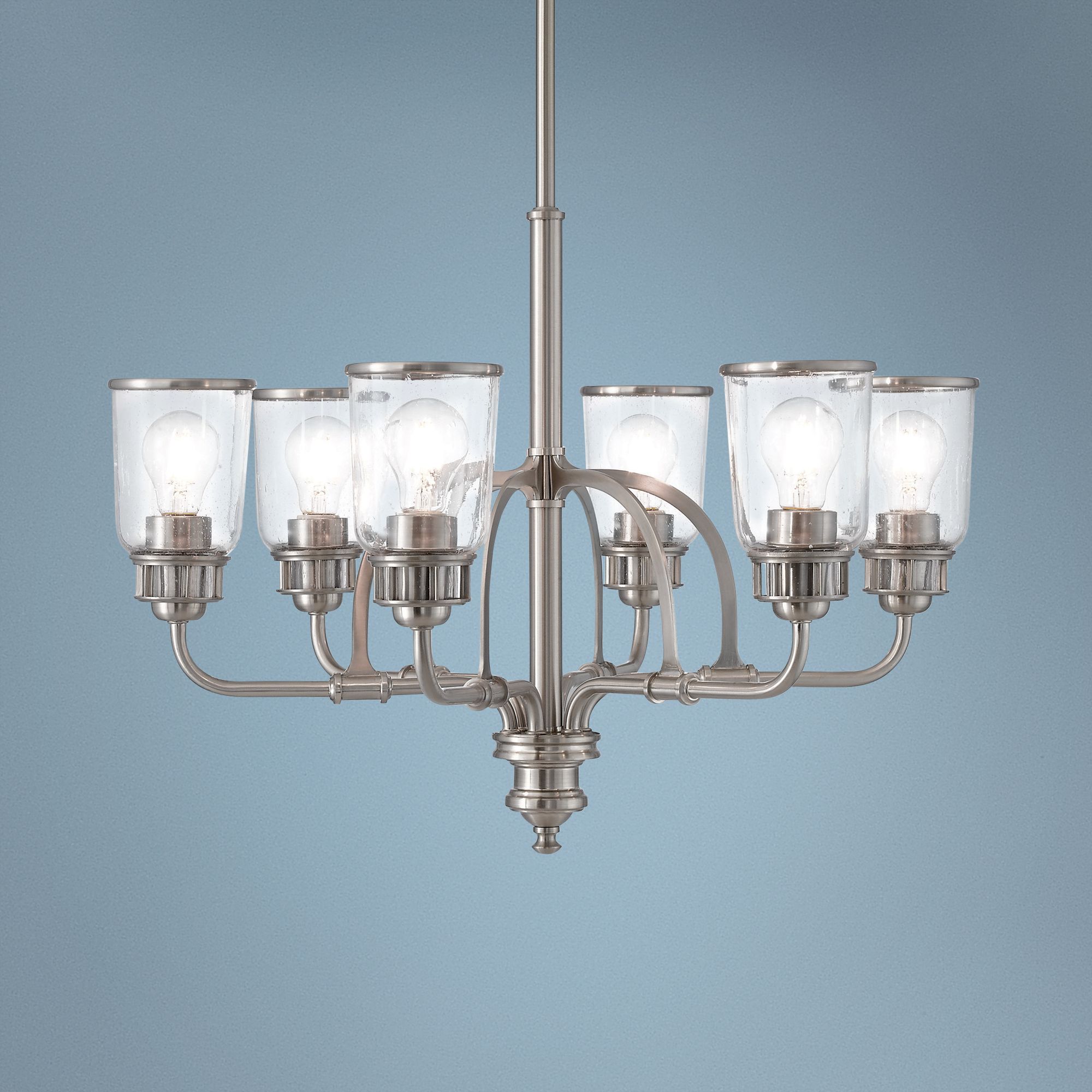 Lawrenceville 26 1/4"W Nickel Clear Glass 6-Light Chandelier