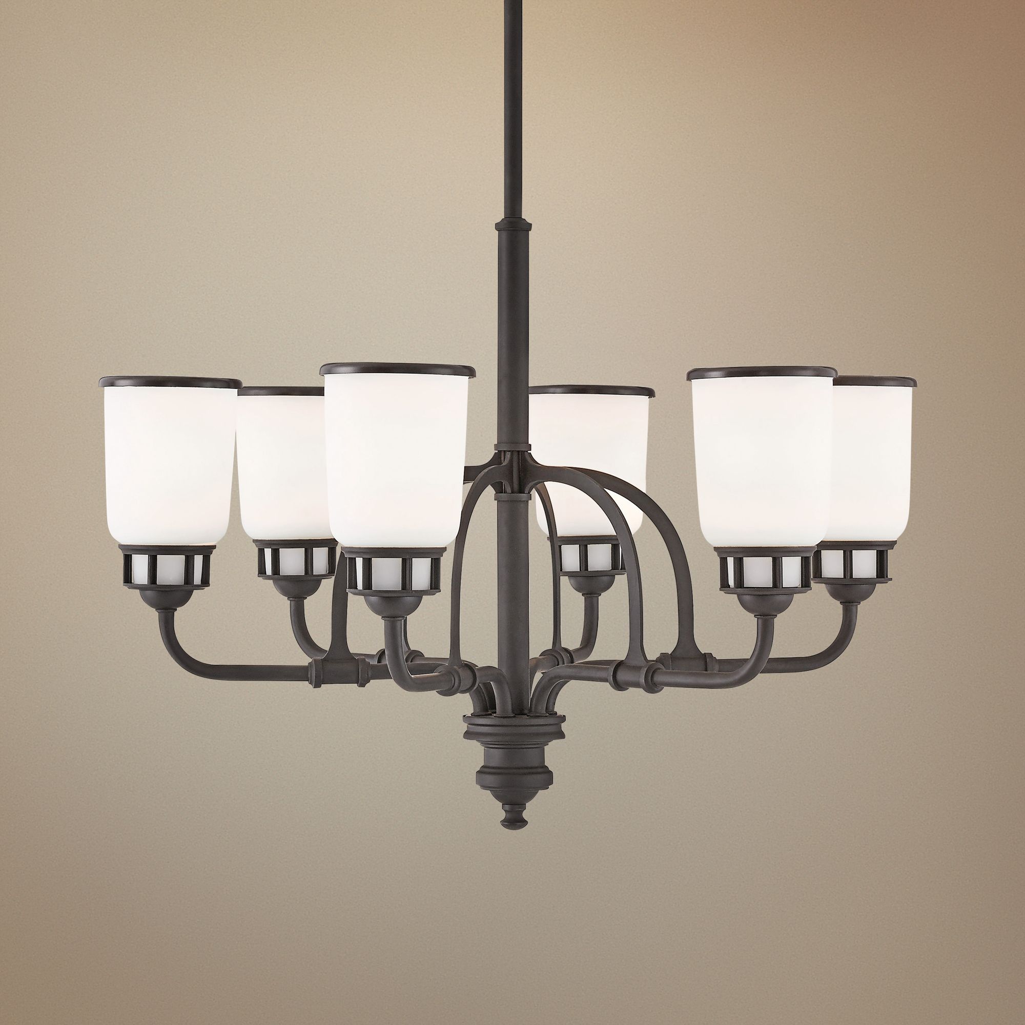 Lawrenceville 26 1/4"W Bronze Opal Glass 6-Light Chandelier