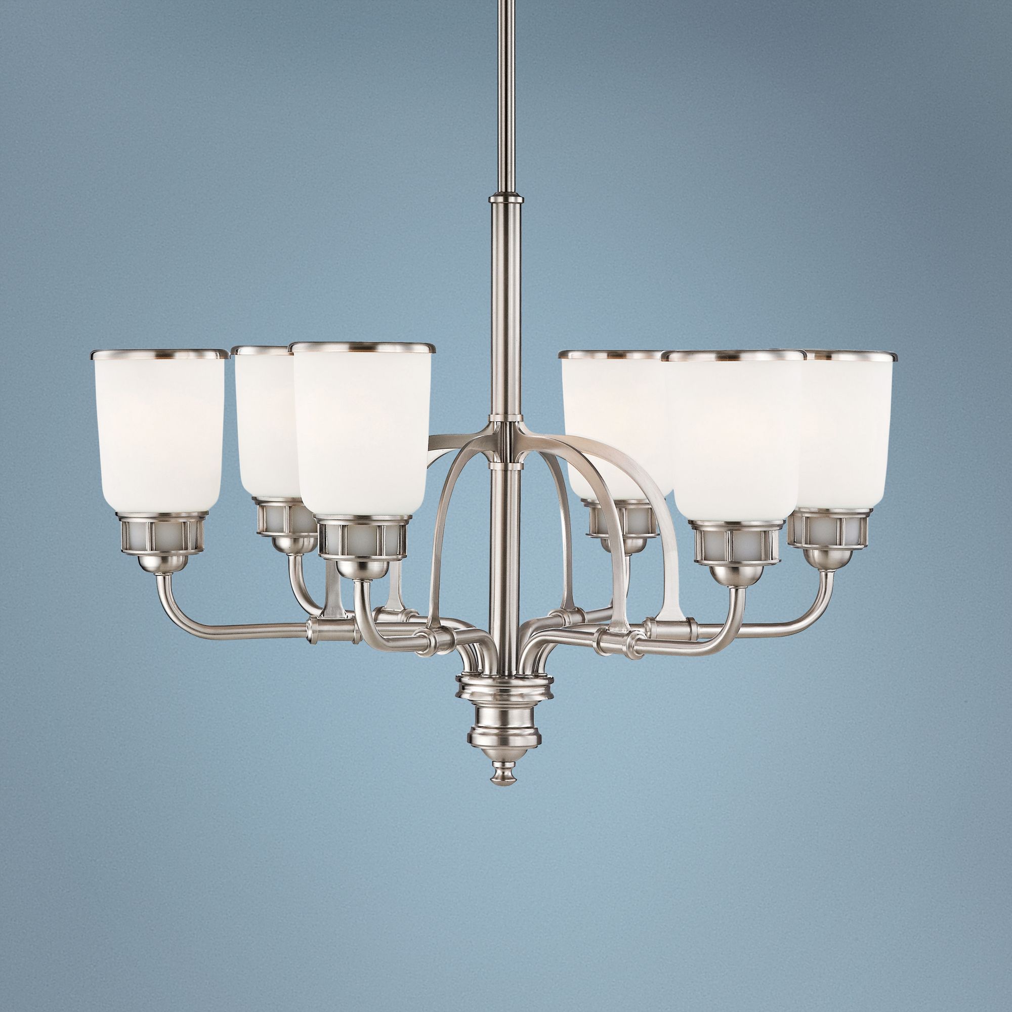Lawrenceville 26 1/4"W Nickel Opal Glass 6-Light Chandelier