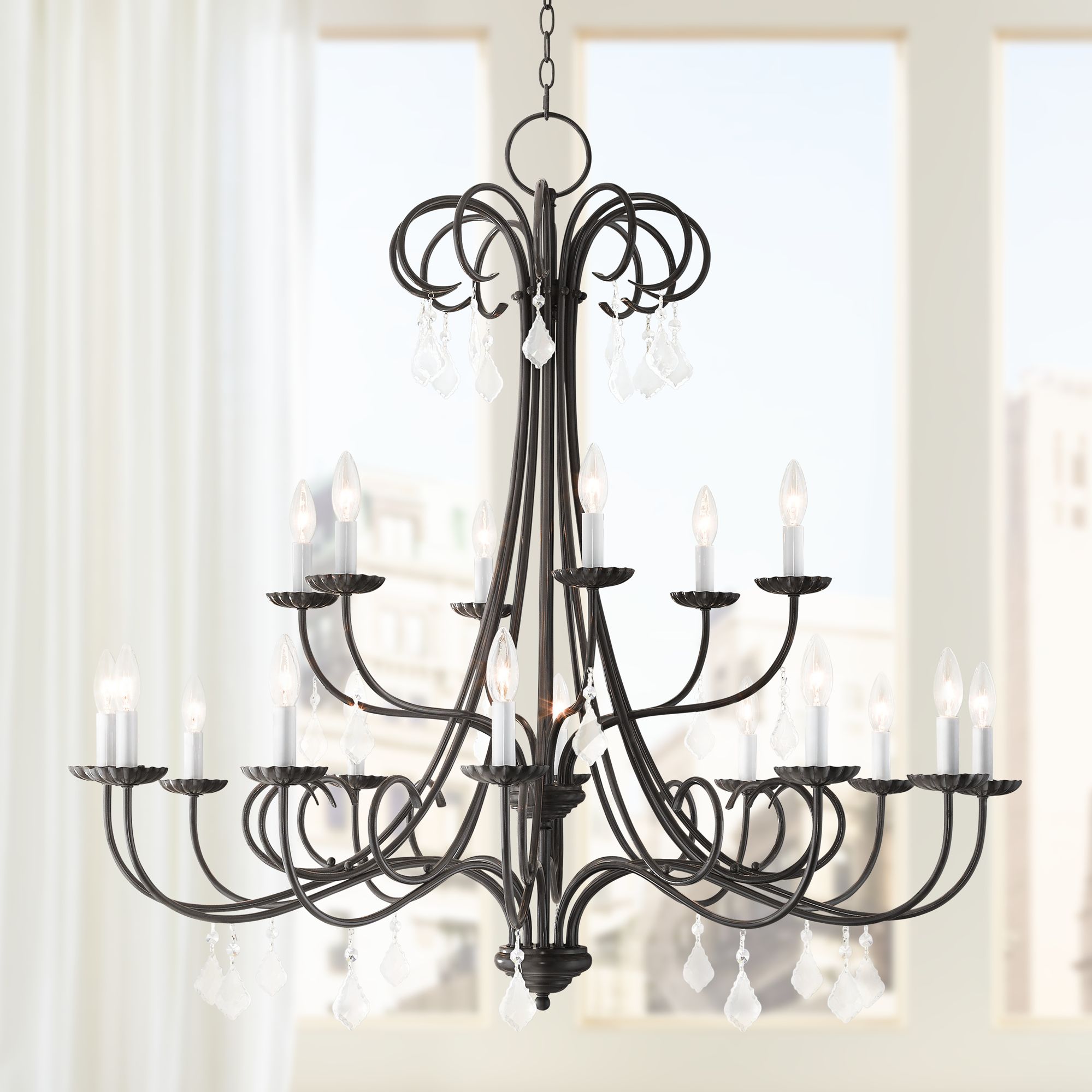 Daphne 42" Wide English Bronze 18-Light Foyer Chandelier