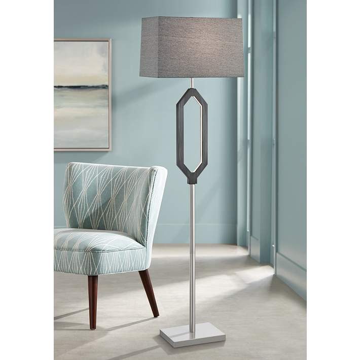 Desmond Charcoal Gray Floor Lamp W Led, Grey Metal Floor Lamp