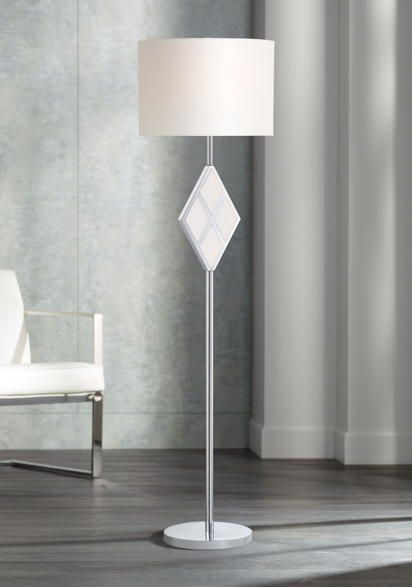 Lite Source Molten Chrome Floor Lamp w/ LED Night Light