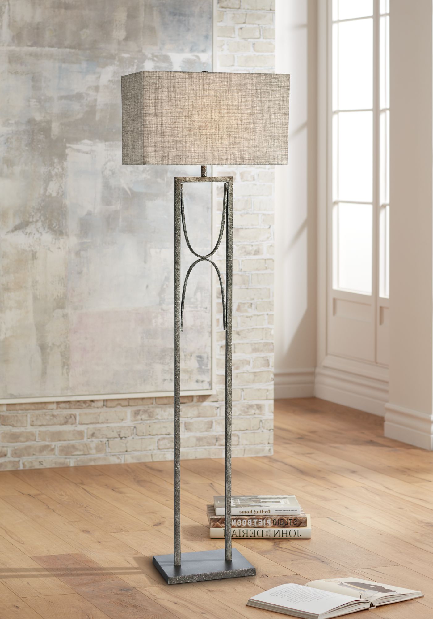 Lite Source Jefferson Aged Silver Open Frame Floor Lamp