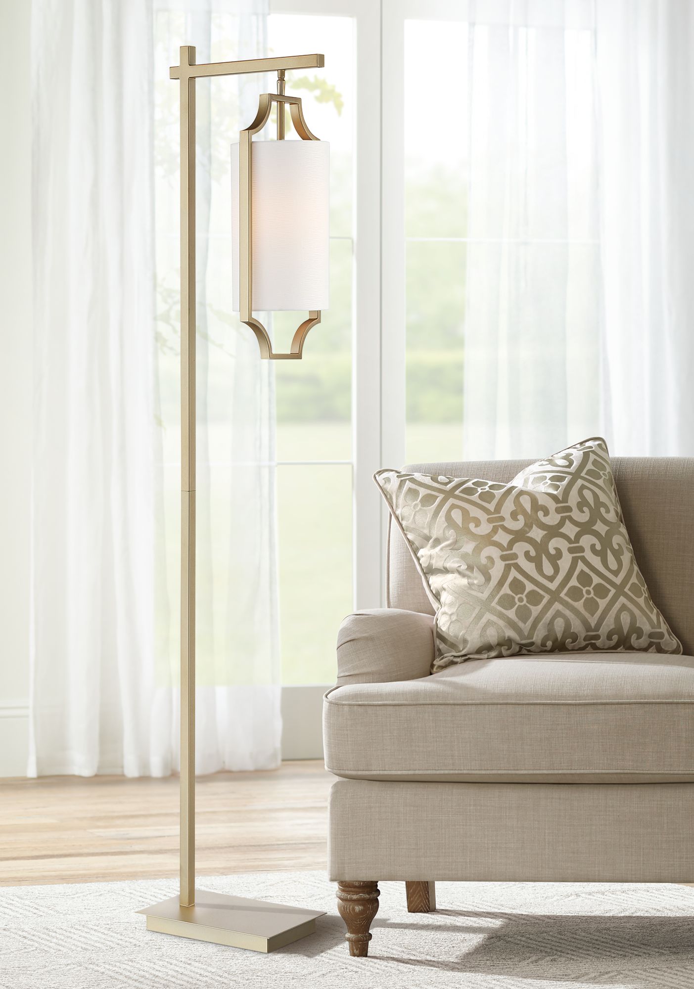 Lite Source Lenore Light Gold Hanging Lantern Floor Lamp