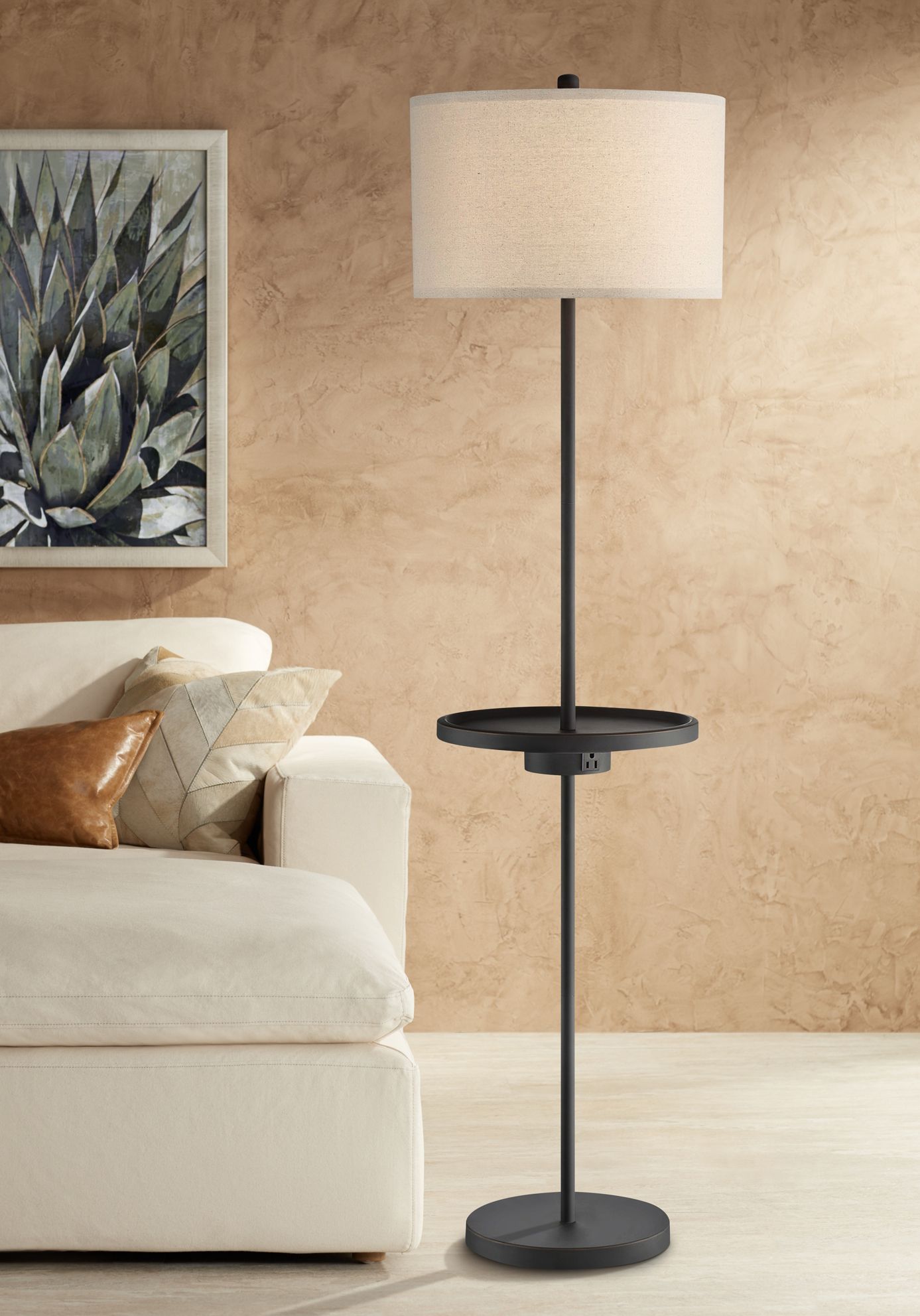 Lite Source Tungsten Dark Bronze Floor Lamp with Tray Table