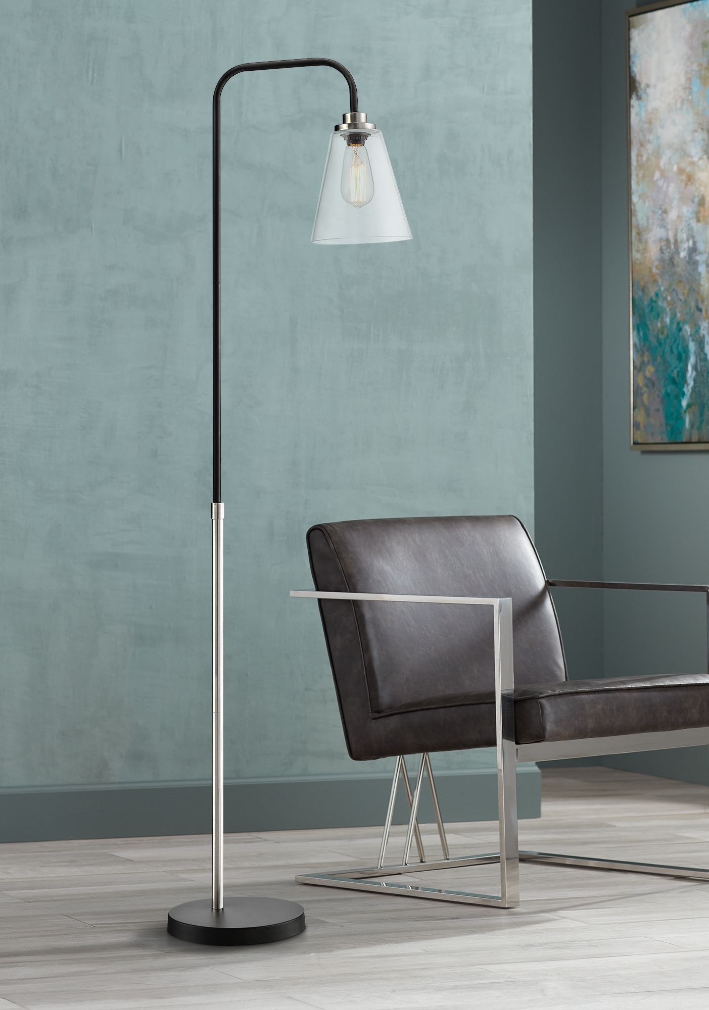 Lite Source Colinton Brushed Nickel Metal Floor Lamp