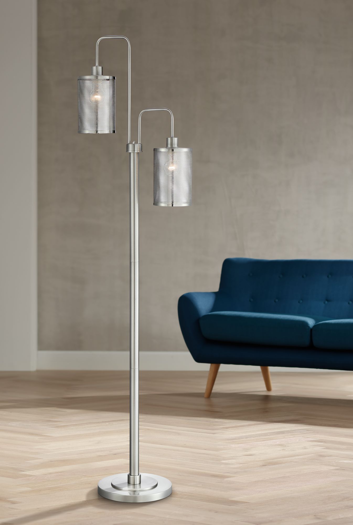 Lite Source Arison Brushed Nickel Metal 2-Light Floor Lamp
