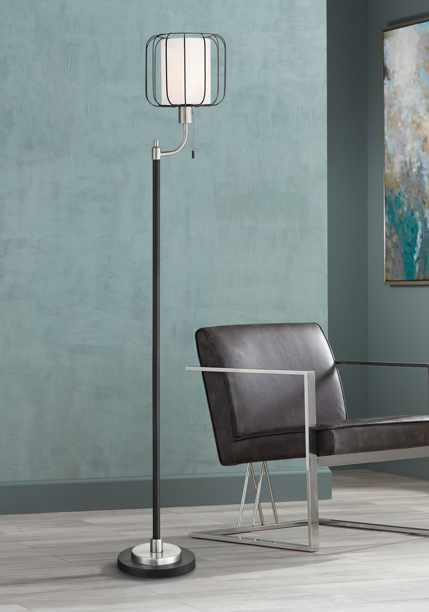 Lite Source Kaleria Brushed Nickel Metal Floor Lamp