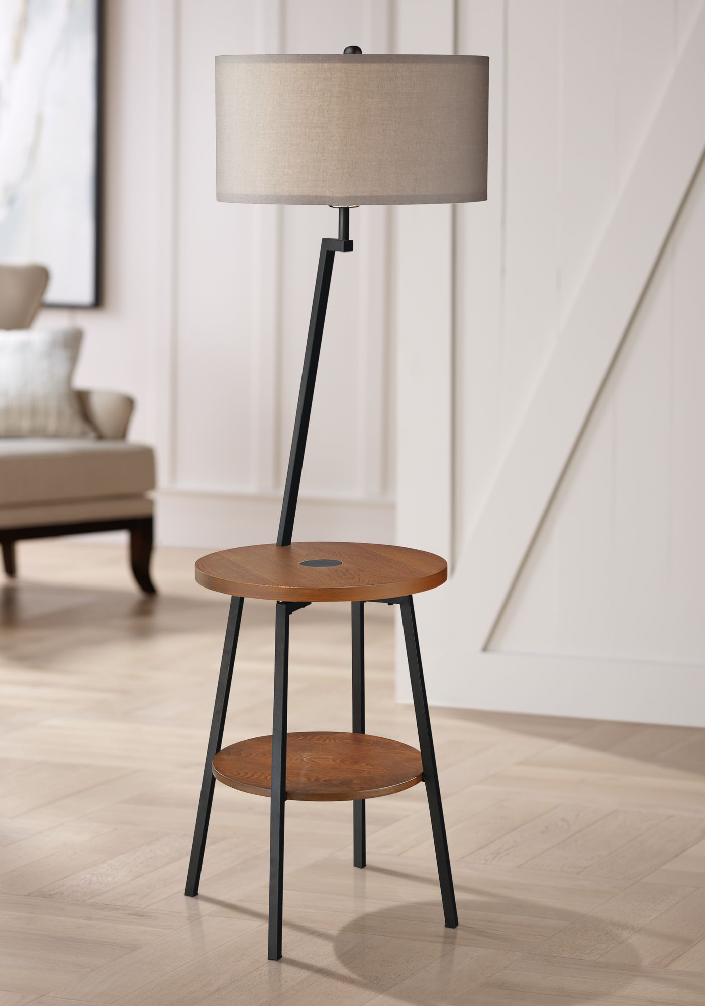 Lemington Black End Table Floor Lamp 