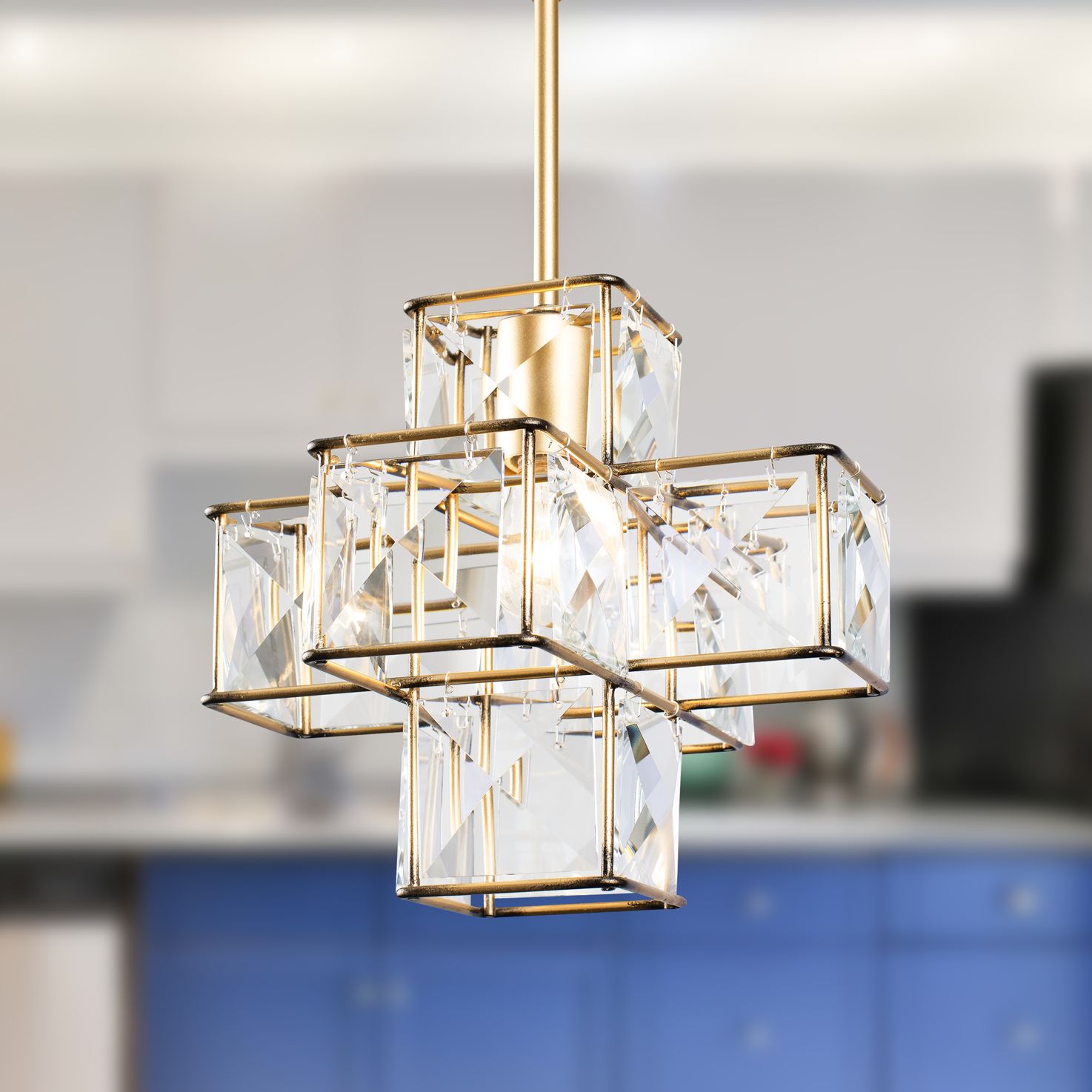 Varaluz Cubic 12"W Calypso Gold and Crystal Mini Pendant