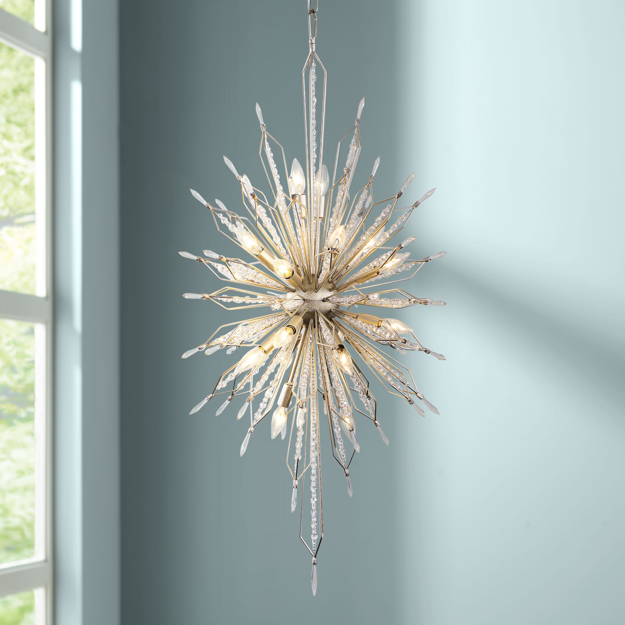 Varaluz Orbital 24" Wide Gold Dust and Crystal Foyer Pendant