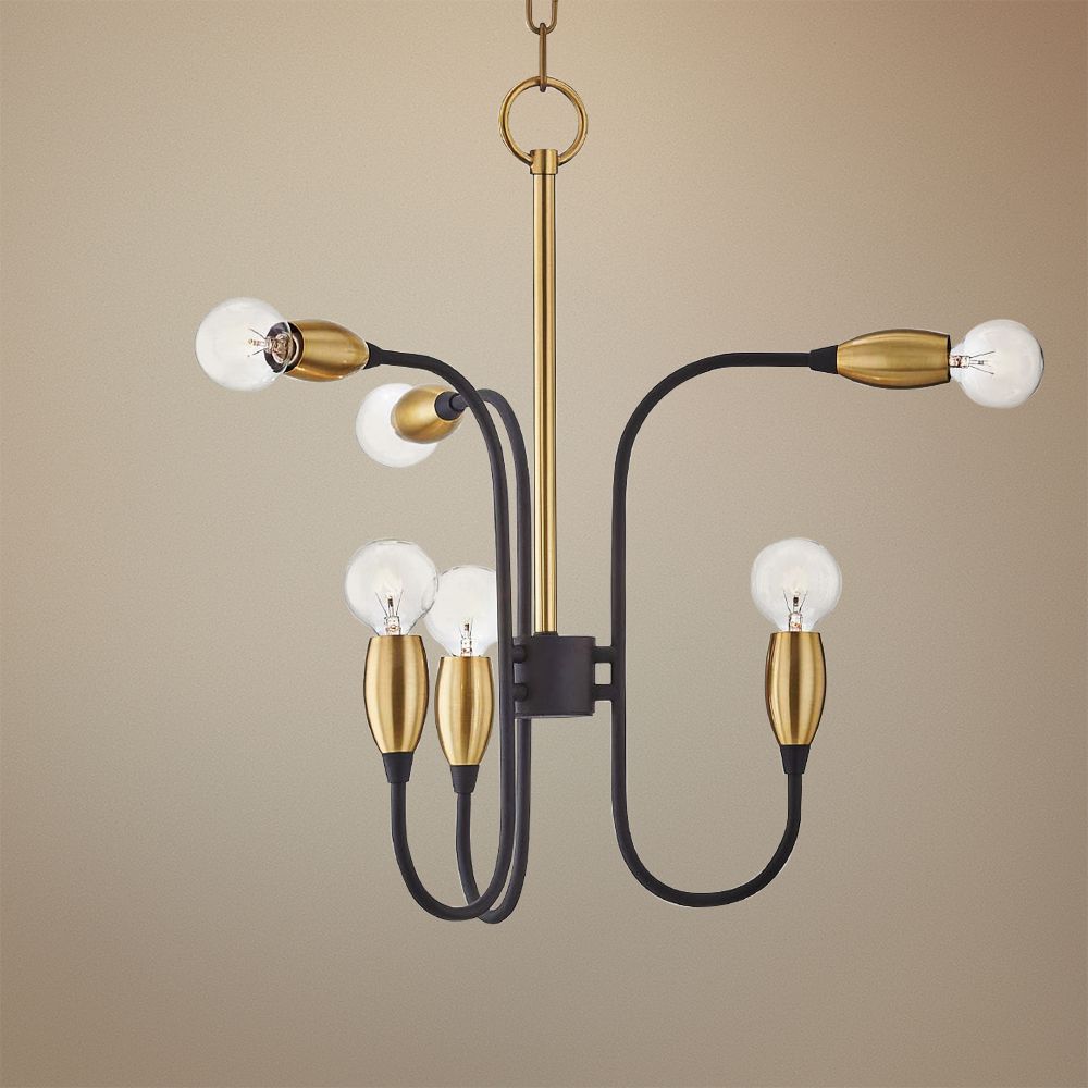 Mitzi Dakota 20"W Aged Brass and Black 6-Light Chandelier