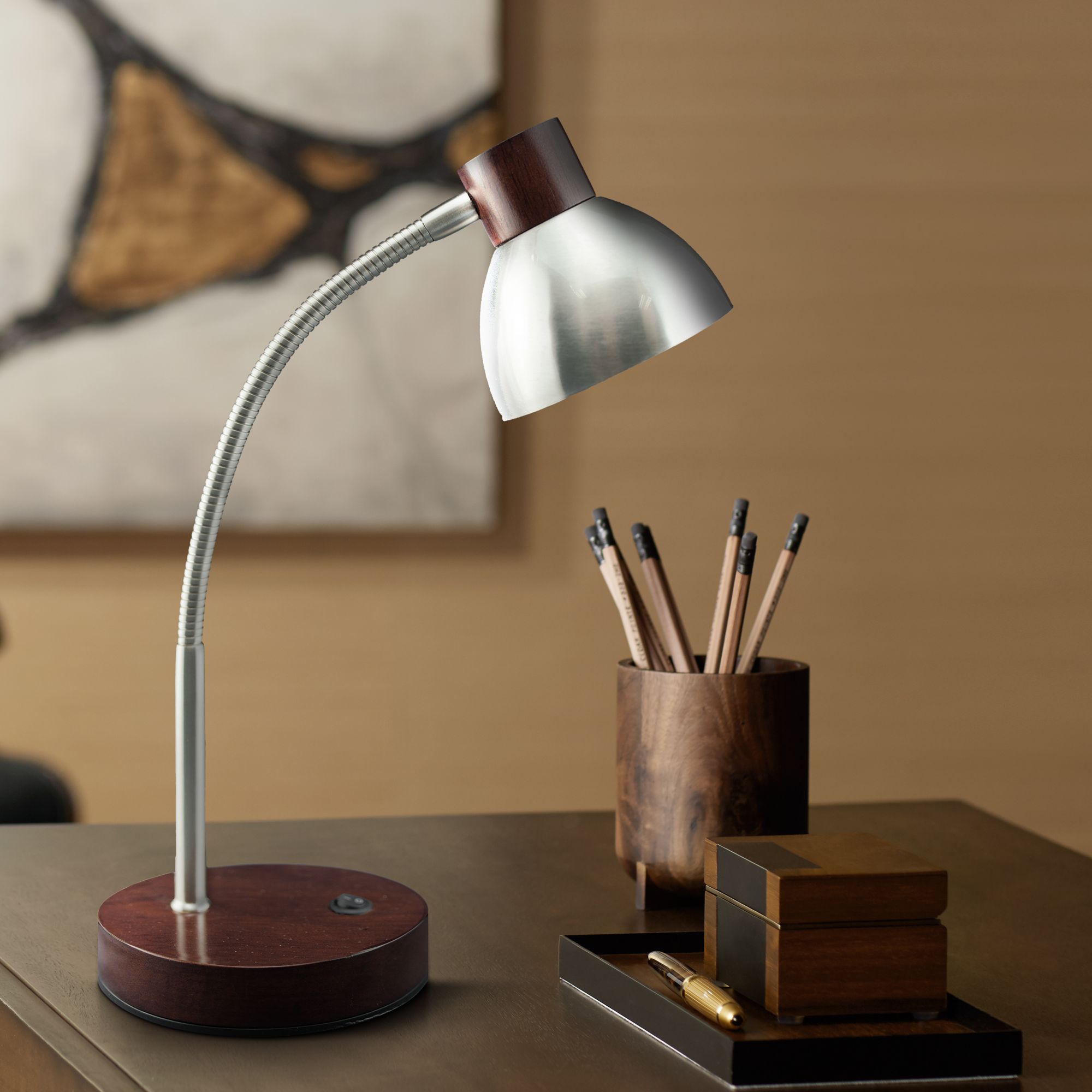 Lite Source Eryx Brushed Nickel Gooseneck LED Desk Lamp