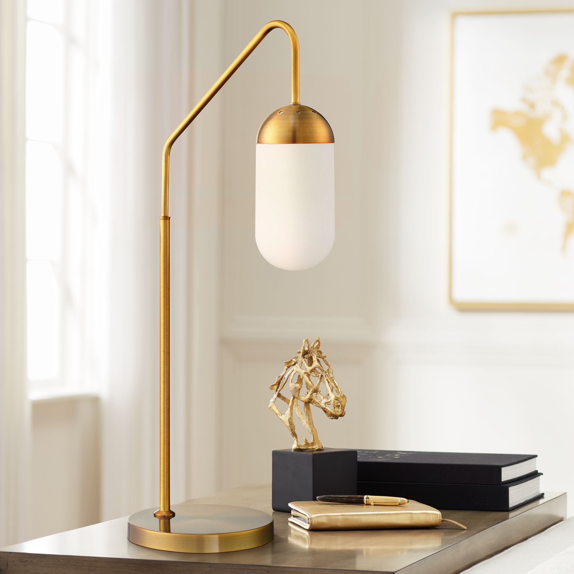 Lite Source Firefly Antique Brass Downbridge Desk Lamp