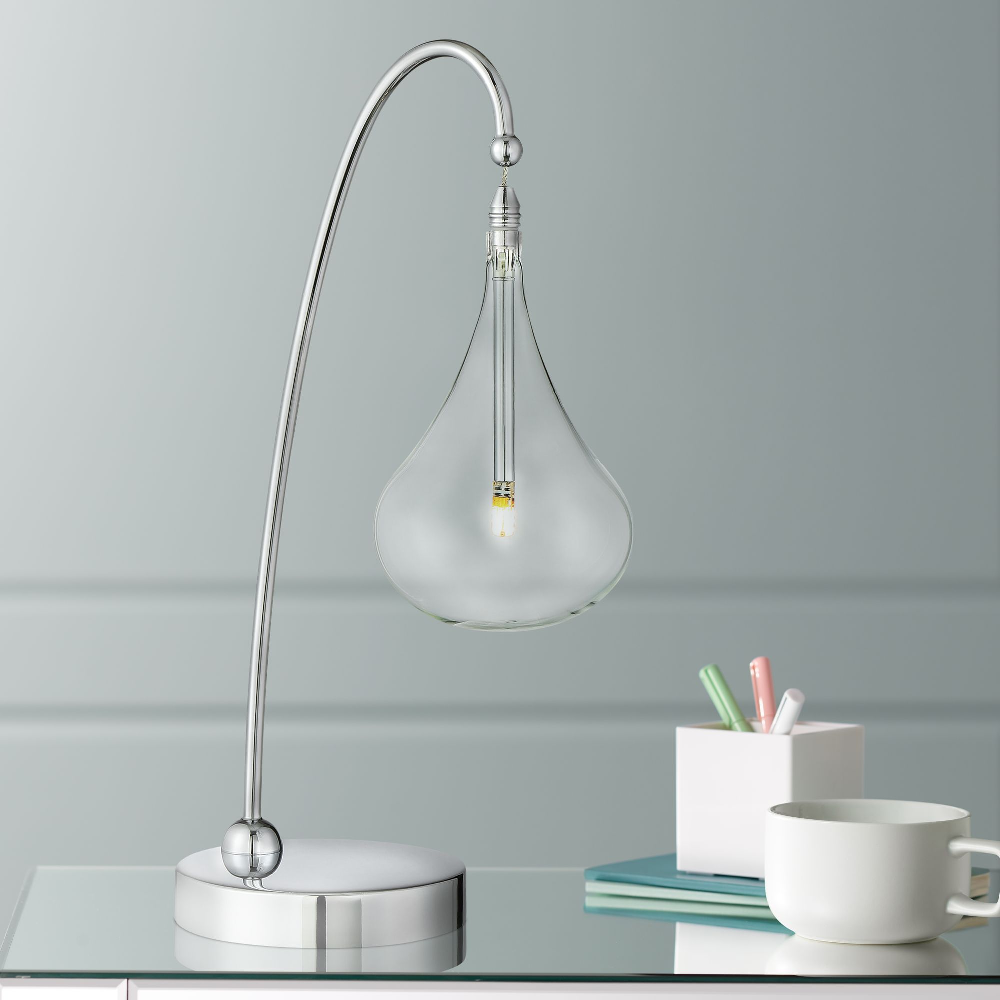 Lite Source Blummer Droplet Glass LED Desk Lamp