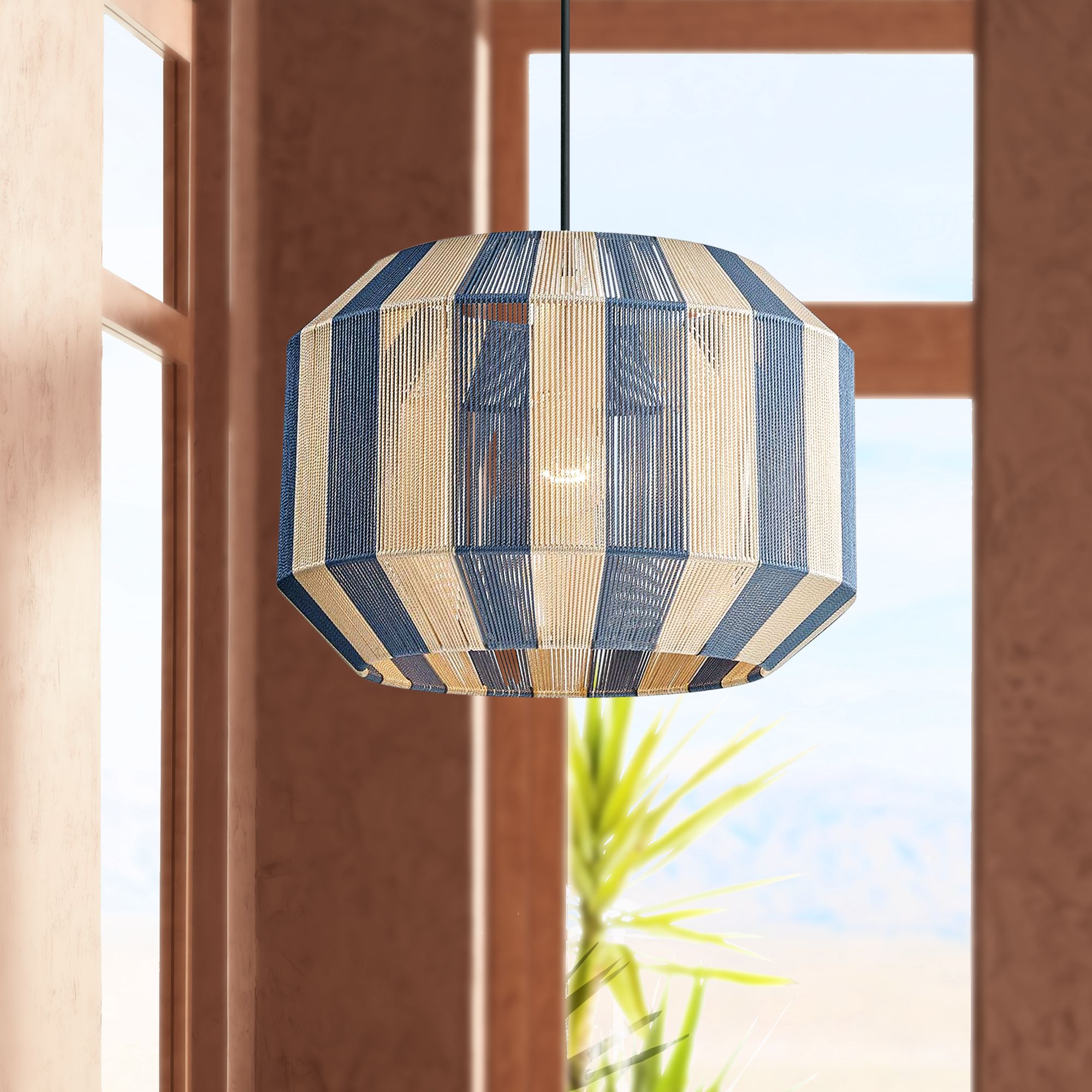 Mitzi Kenzie 14 1/4" Wide Blue and Cream Yarn Pendant Light