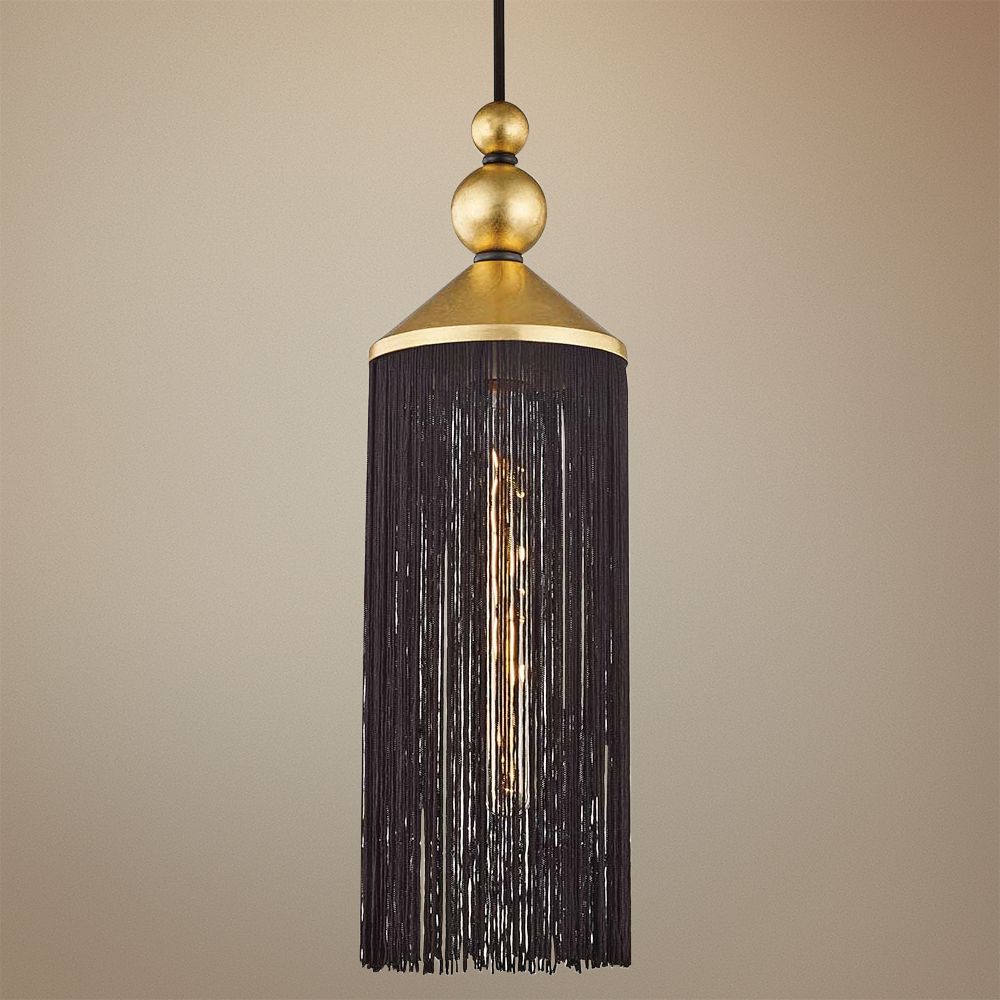 Mitzi Scarlett 5" Wide Gold Leaf and Black Mini Pendant