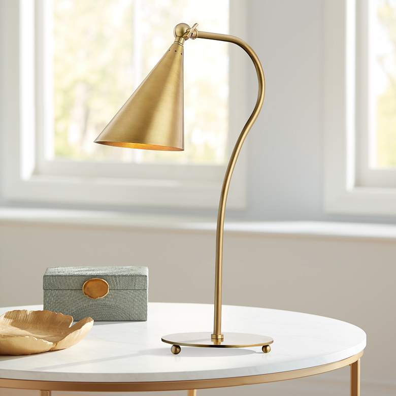 Mitzi Lupe Aged Brass Metal Accent Table Lamp
