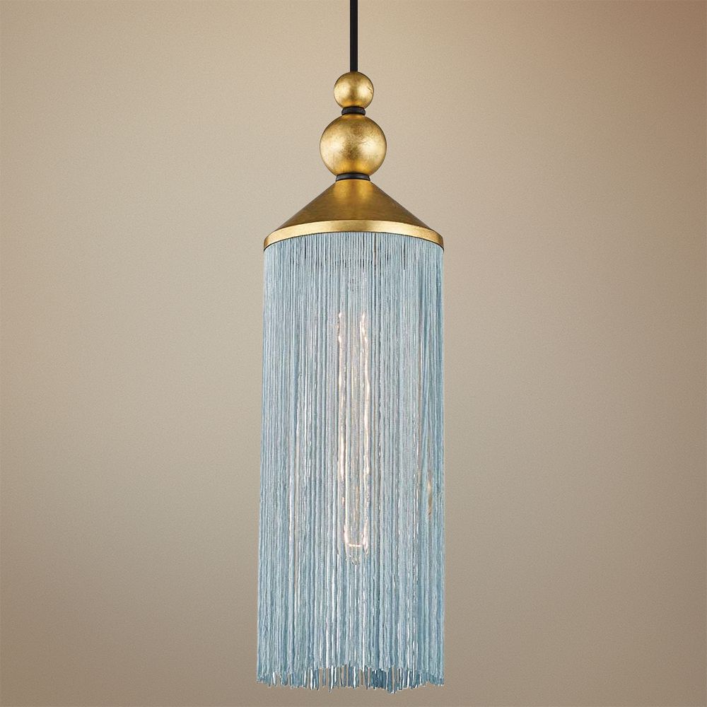 Mitzi Scarlett 5" Wide Gold Leaf and Blue Mini Pendant