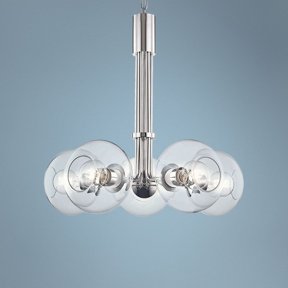 Mitzi Margot 25"W Polished Nickel with Glass 5-Lt Chandelier
