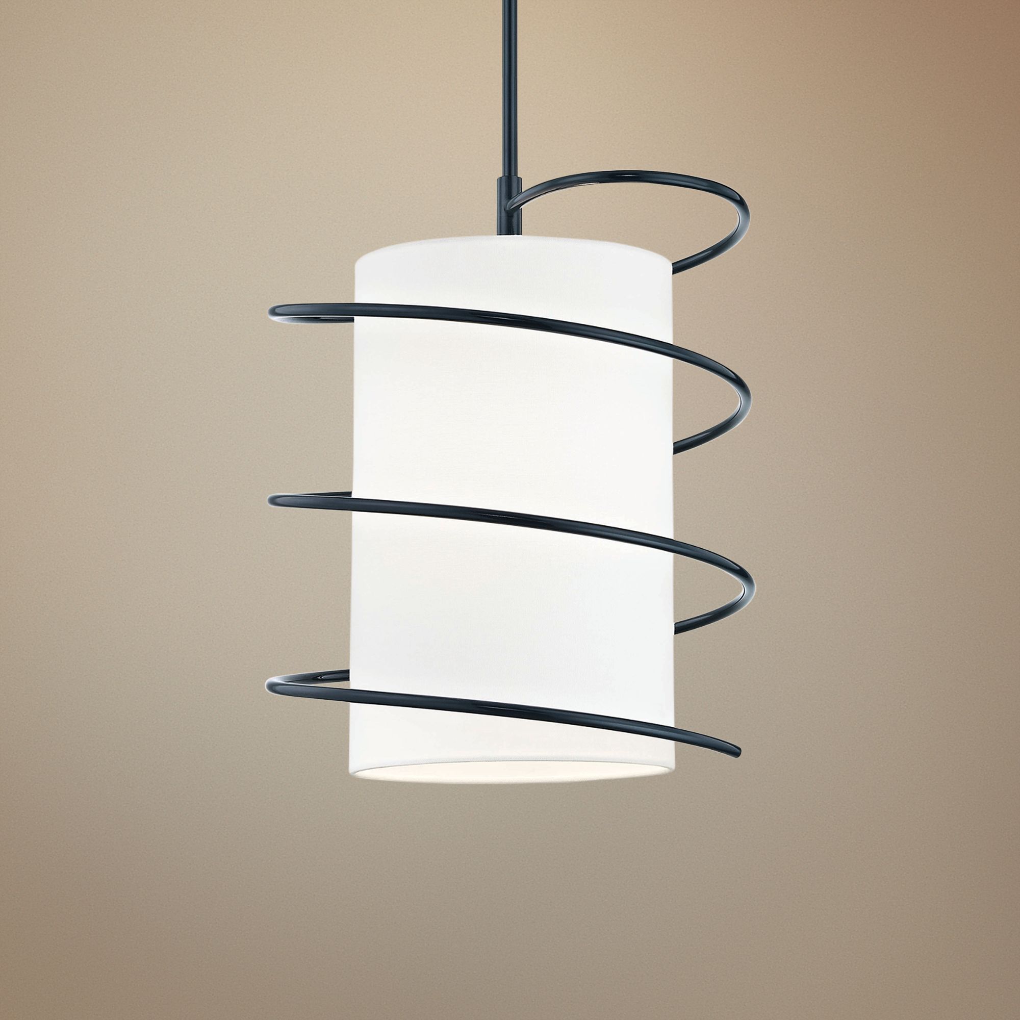 Mitzi Carly 14 3/4"W Navy Pendant Light w/ White Linen Shade