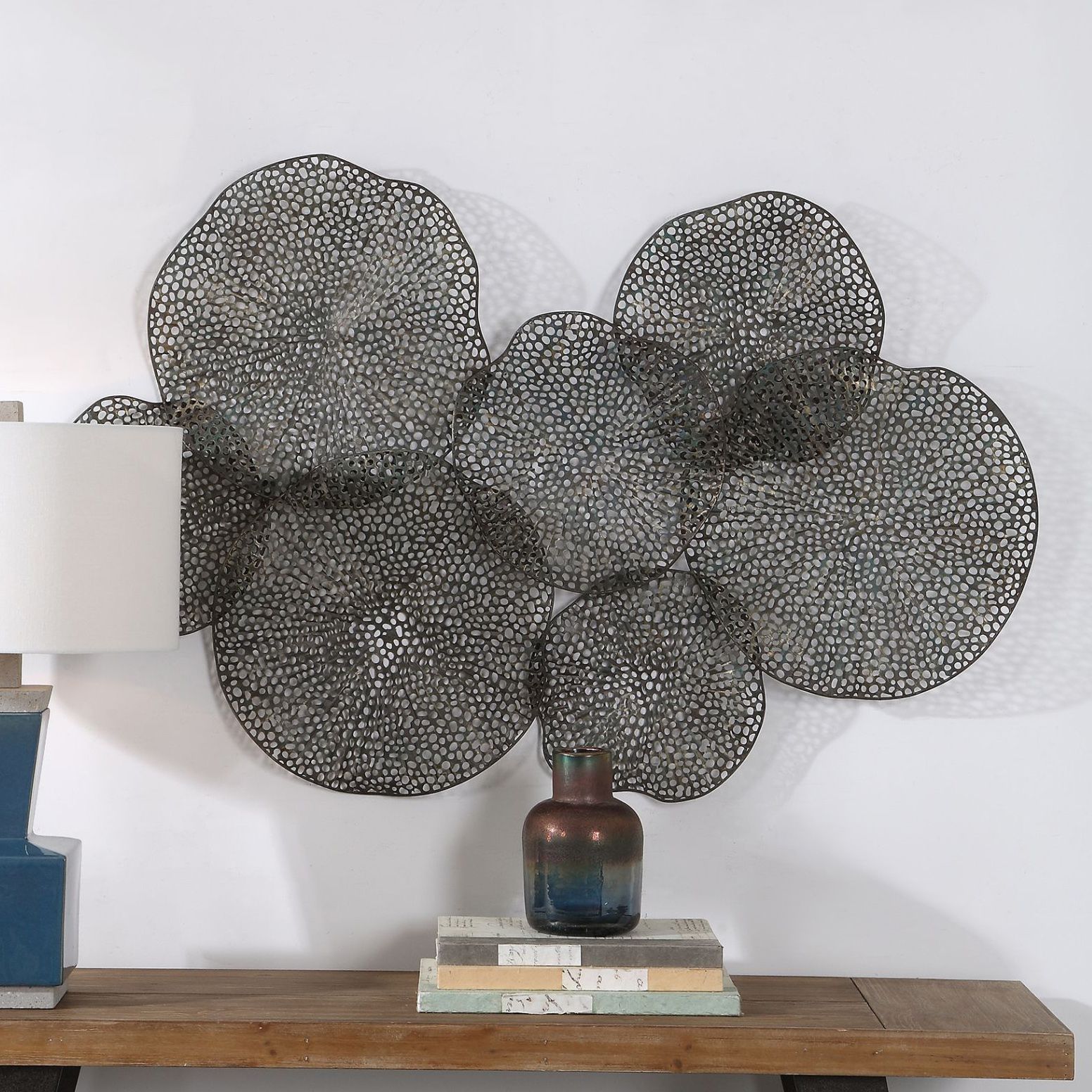 Uttermost Ripley 47 1/4" Wide Pierced Metal Leaf Wall Art