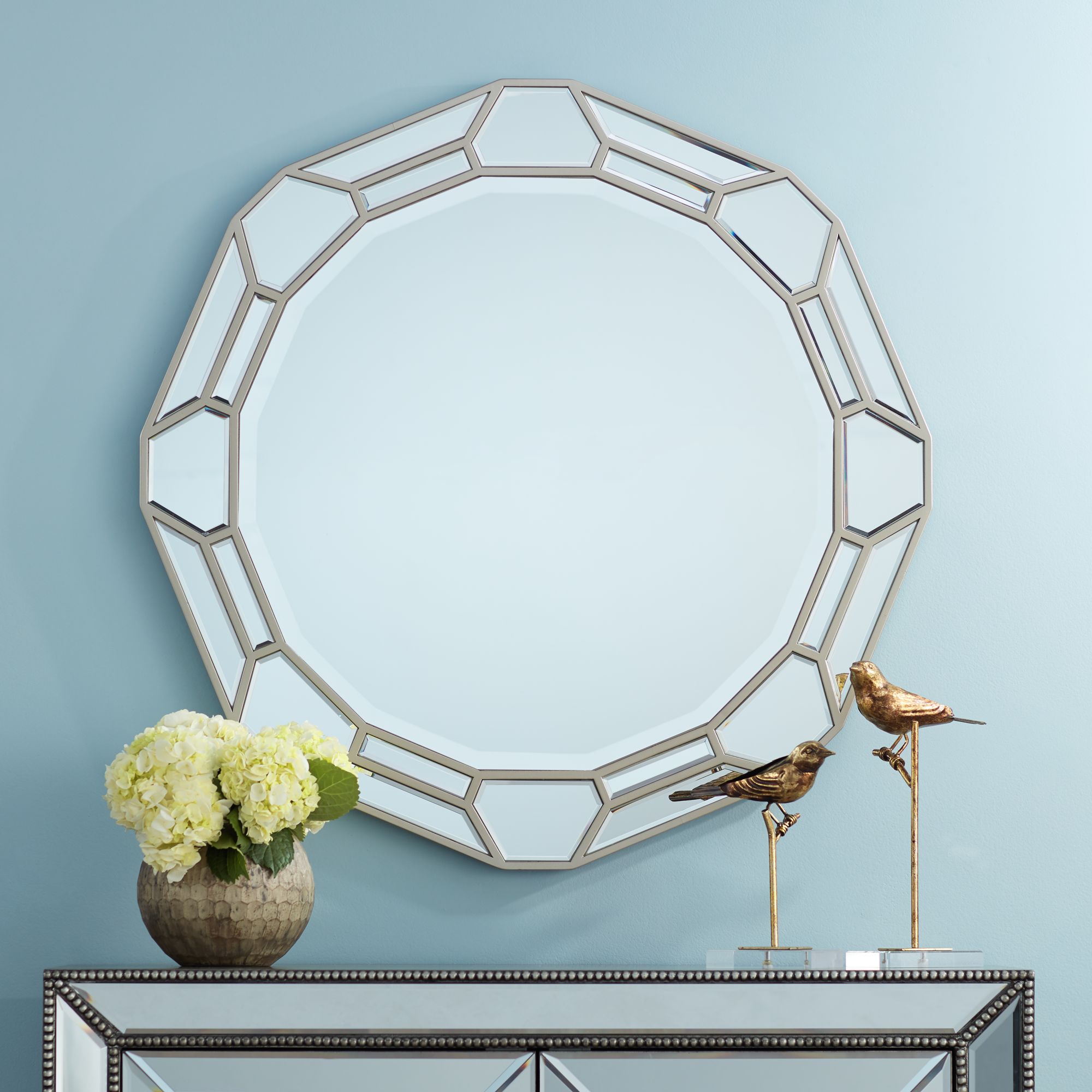 Possini Euro Braiden 33" Geometric Cut Wall Mirror