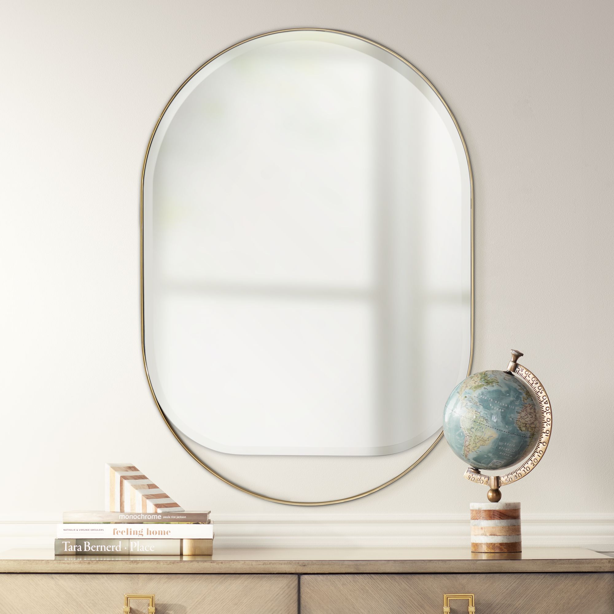 Possini Euro Danika 28" x 40" Gold Oval Wall Mirror