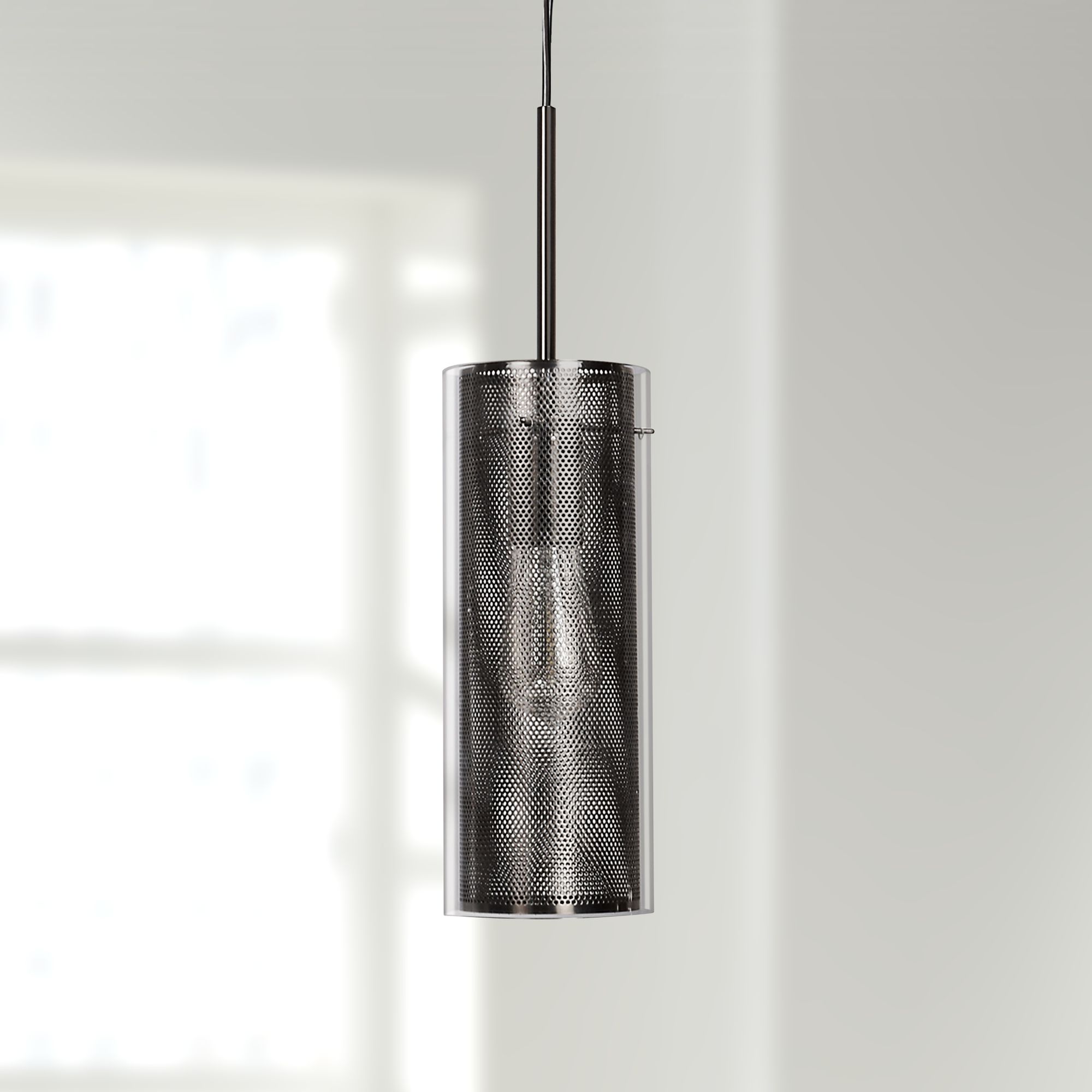 Multis 5"W Black Polished Nickel and Glass LED Mini Pendant