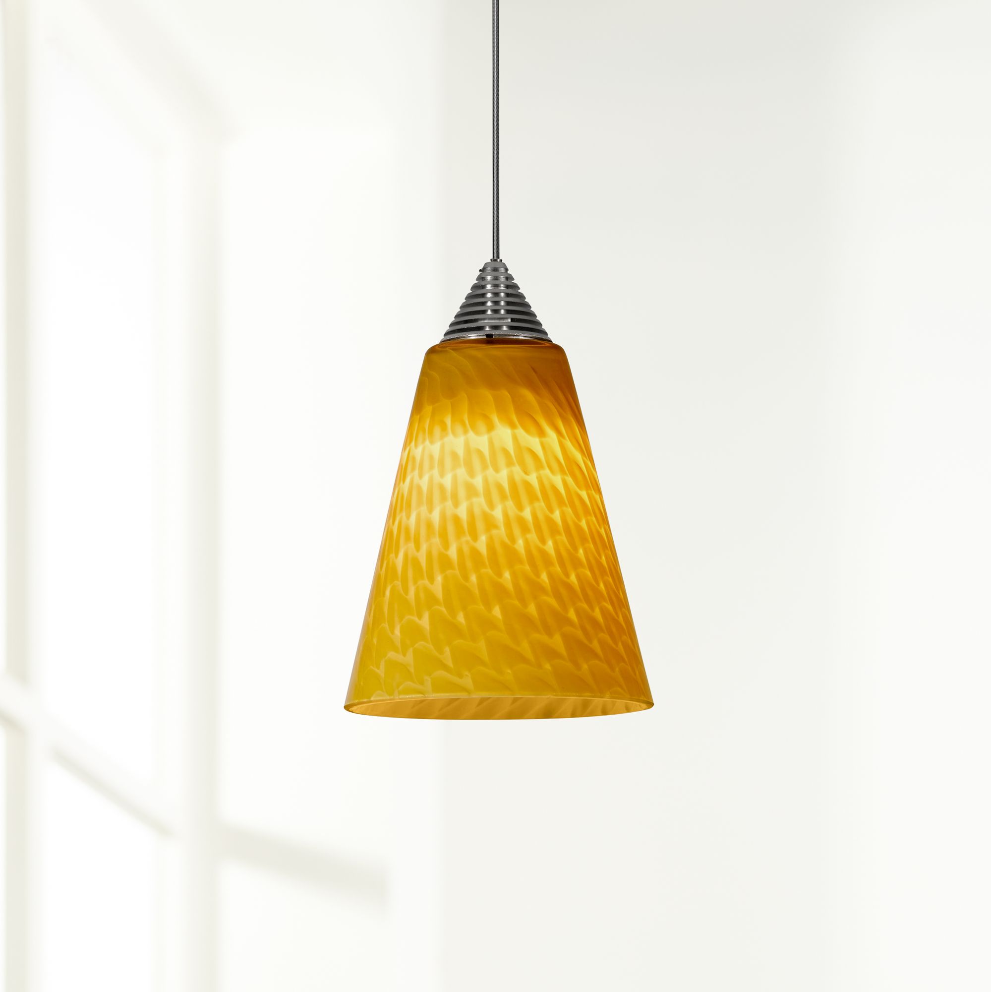 Warm Amber Glass 5" Wide Brushed Steel LED Mini Pendant