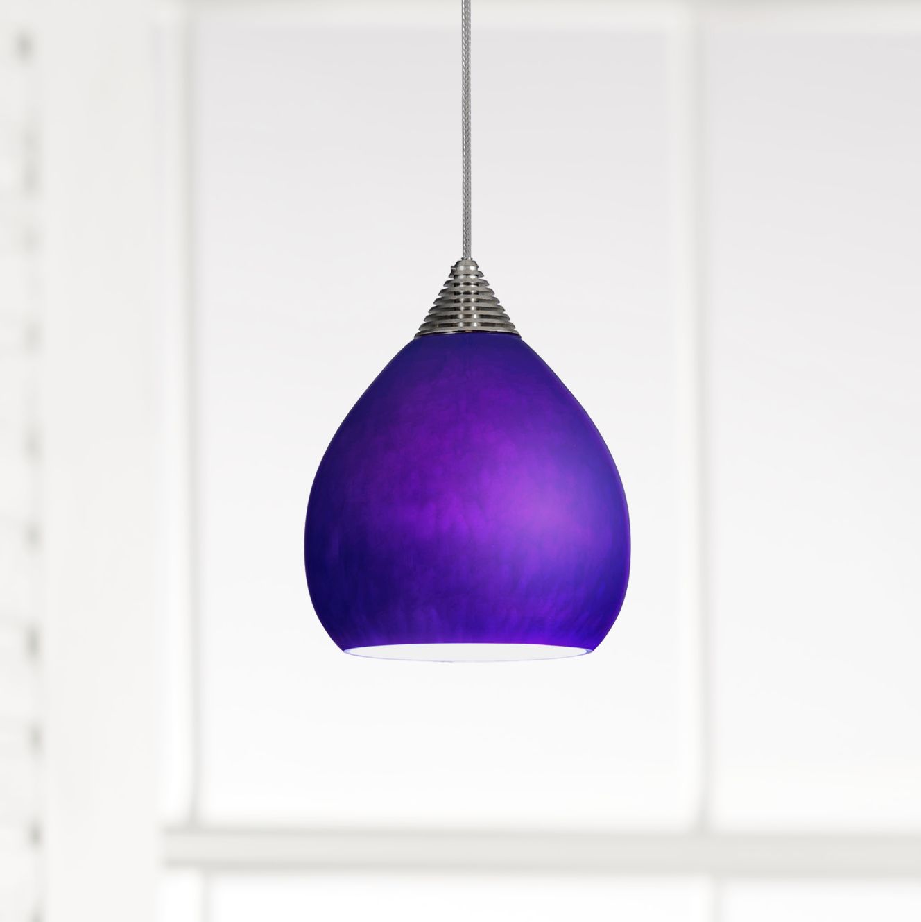 Royal Blue Teardrop 3 3/4"W Brushed Steel LED Mini Pendant