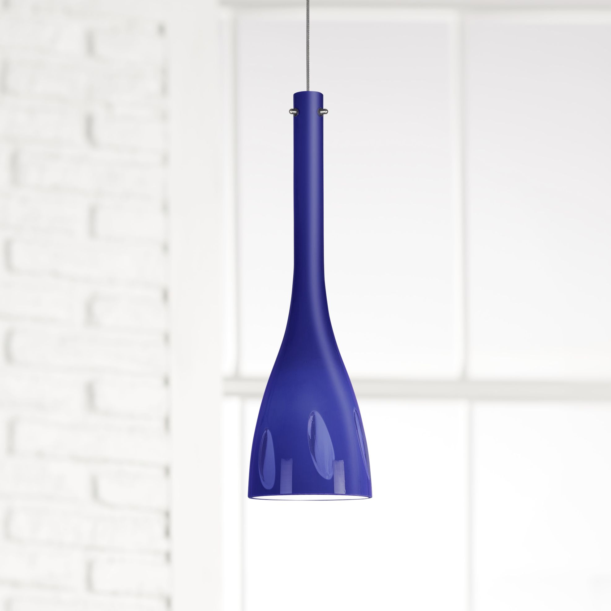 Blue Glass 4 1/4"W Brushed Steel Low Voltage Mini Pendant