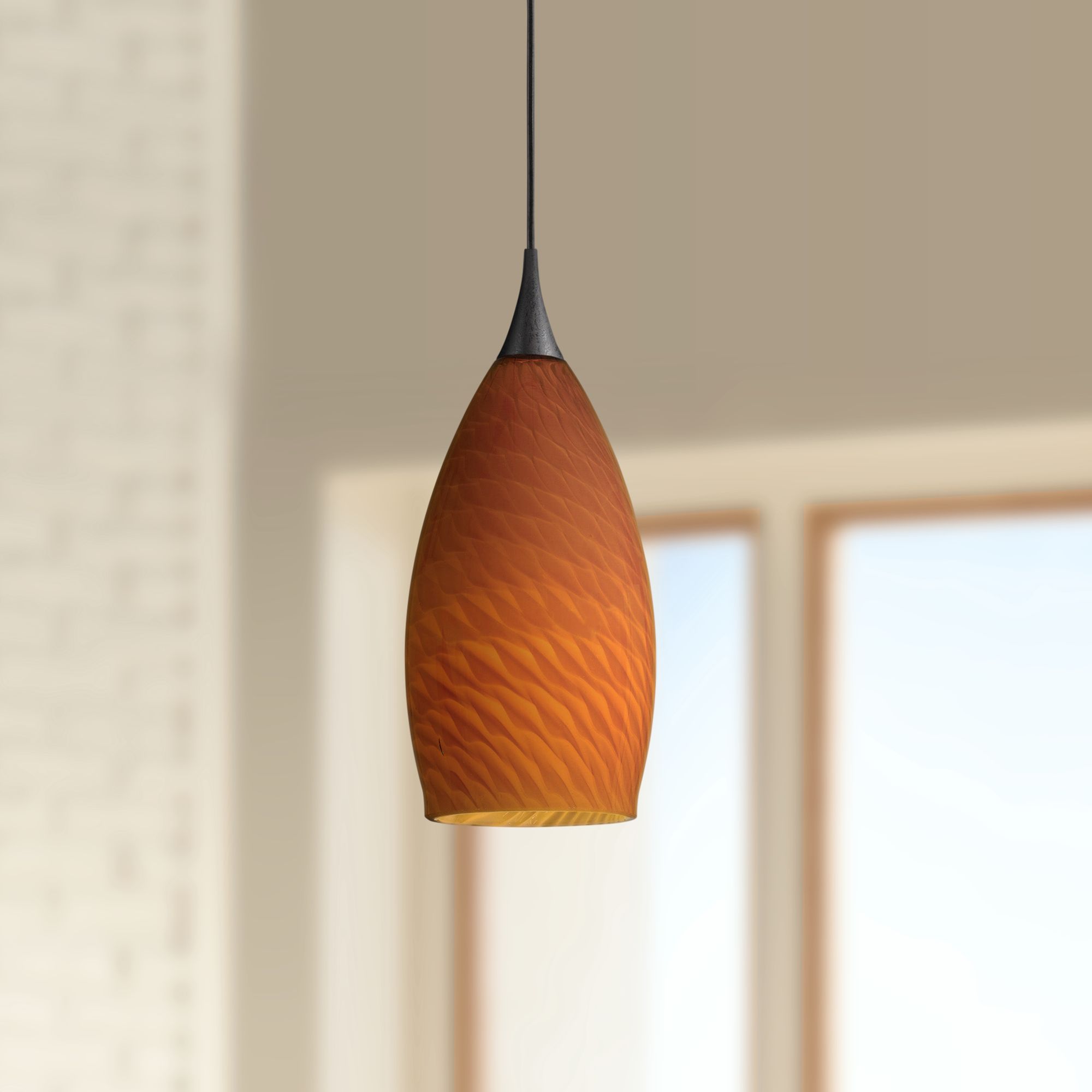 Light Amber 3 1/2" Wide Dark Bronze Low Voltage Mini Pendant