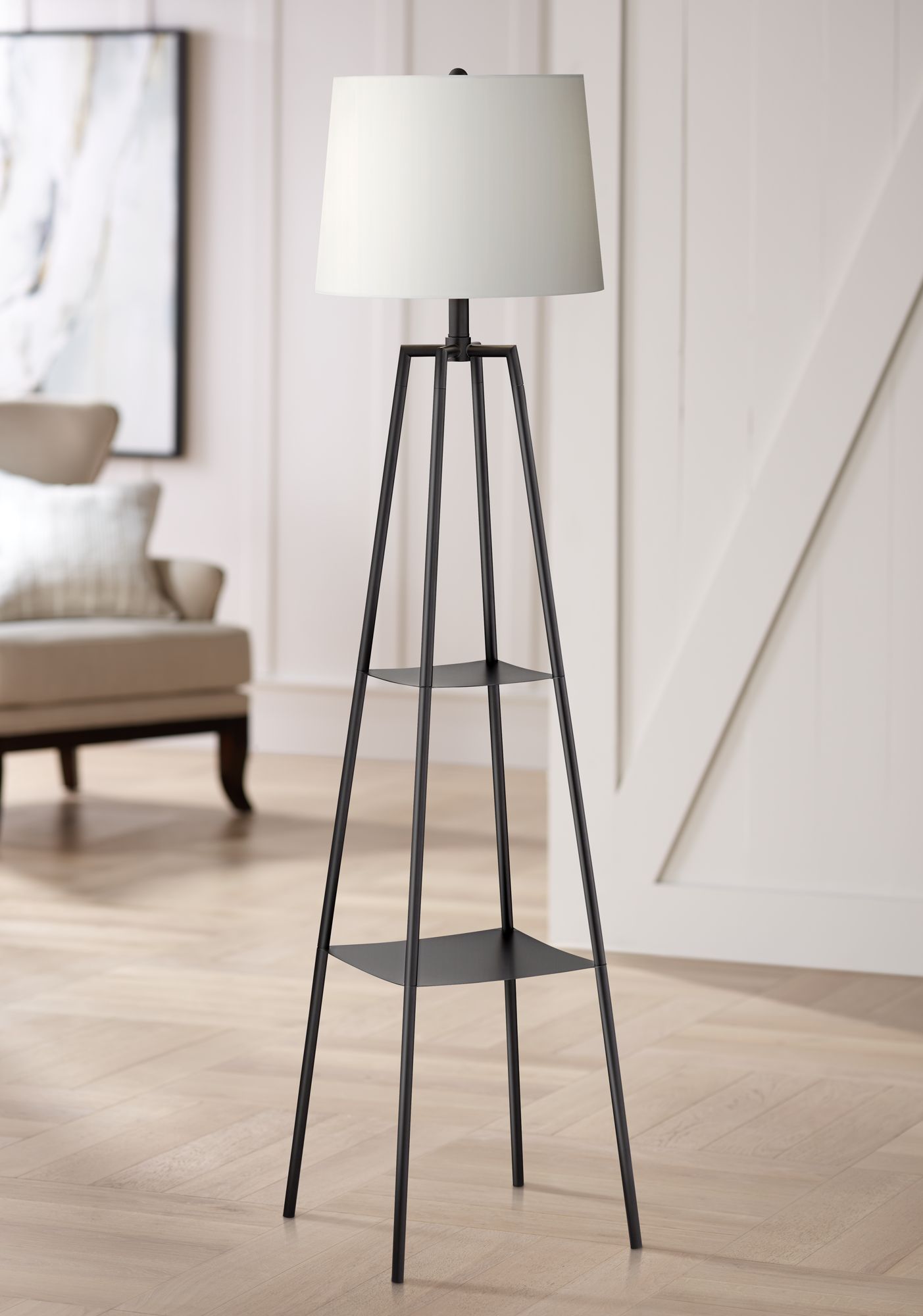 Allister Black Etagere Floor Lamp