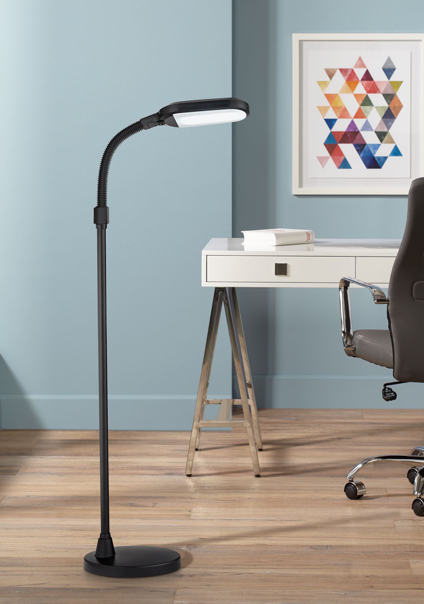 Jetta Black Gooseneck Pharmacy Adjustable LED Floor Lamp
