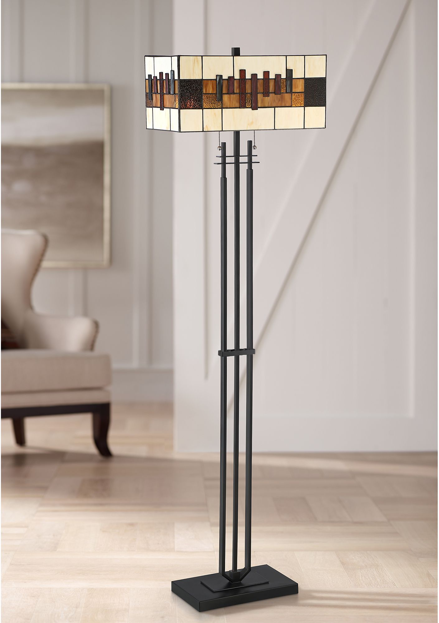 Robert Louis Tiffany Cantina Metal Column Floor Lamp