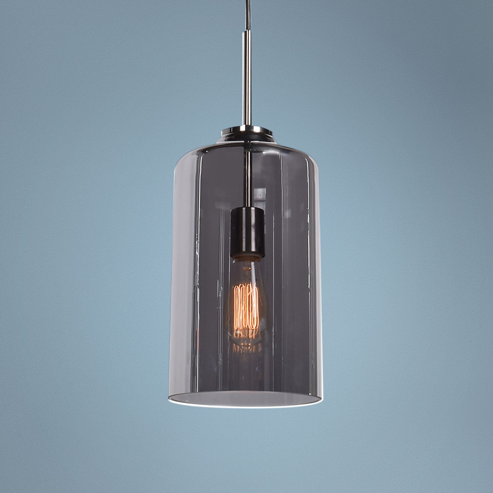 Simplicite 7" Wide Black Nickel and Glass LED Mini Pendant