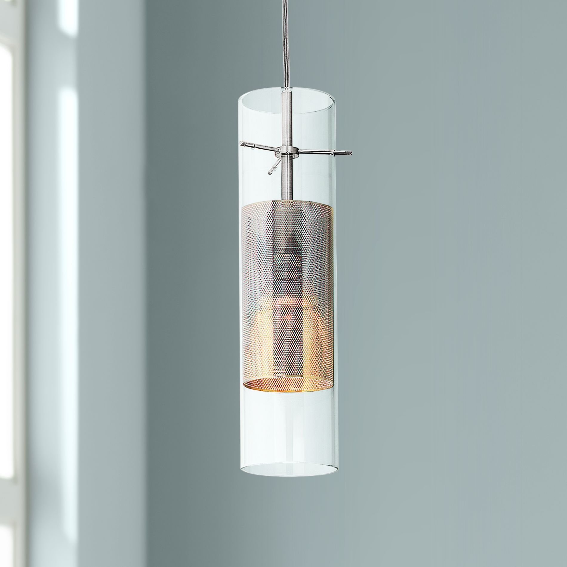 Spartan 3" Wide Brushed Nickel and Glass LED Mini Pendant