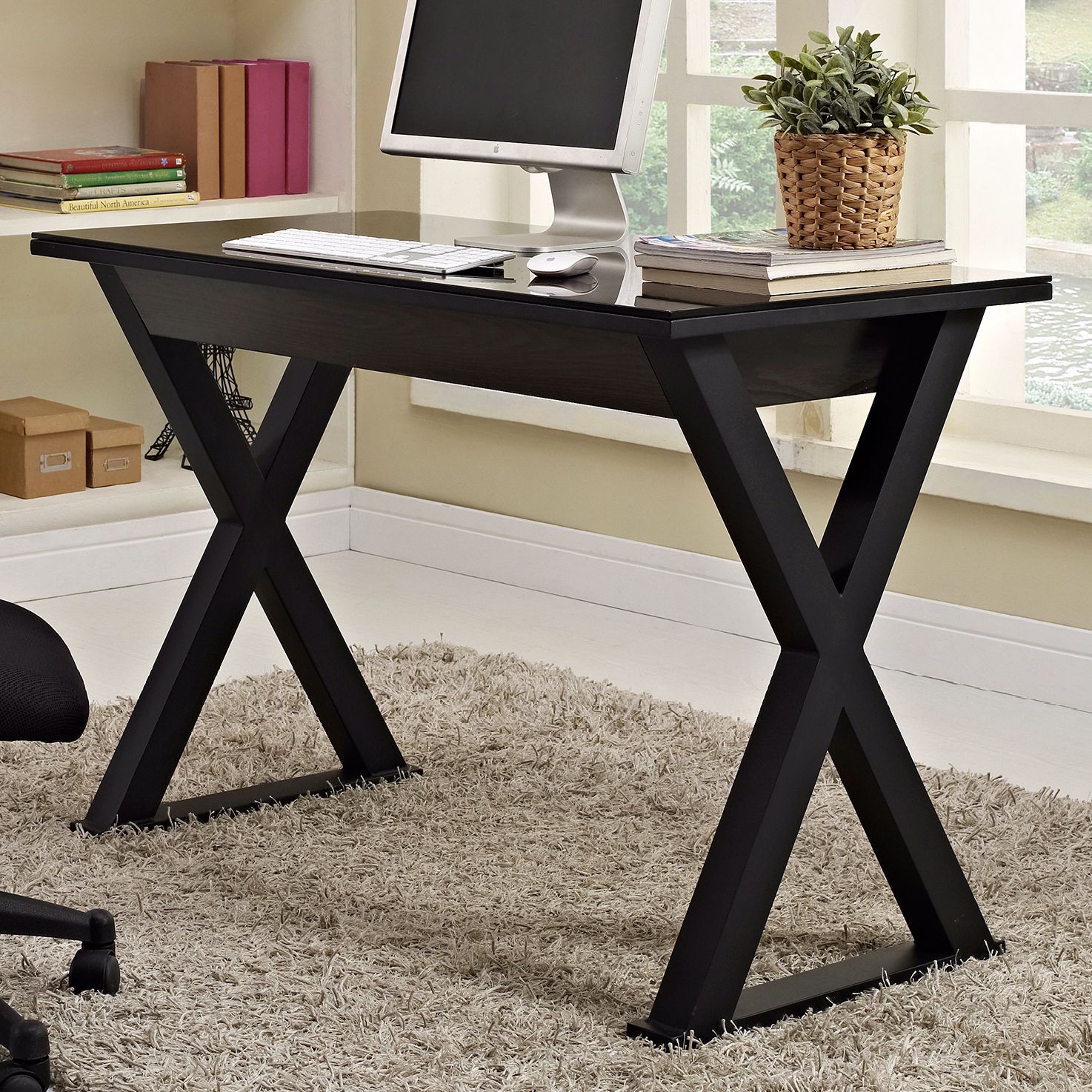 Xtra 48" Wide Black Finish Modern Computer Desk