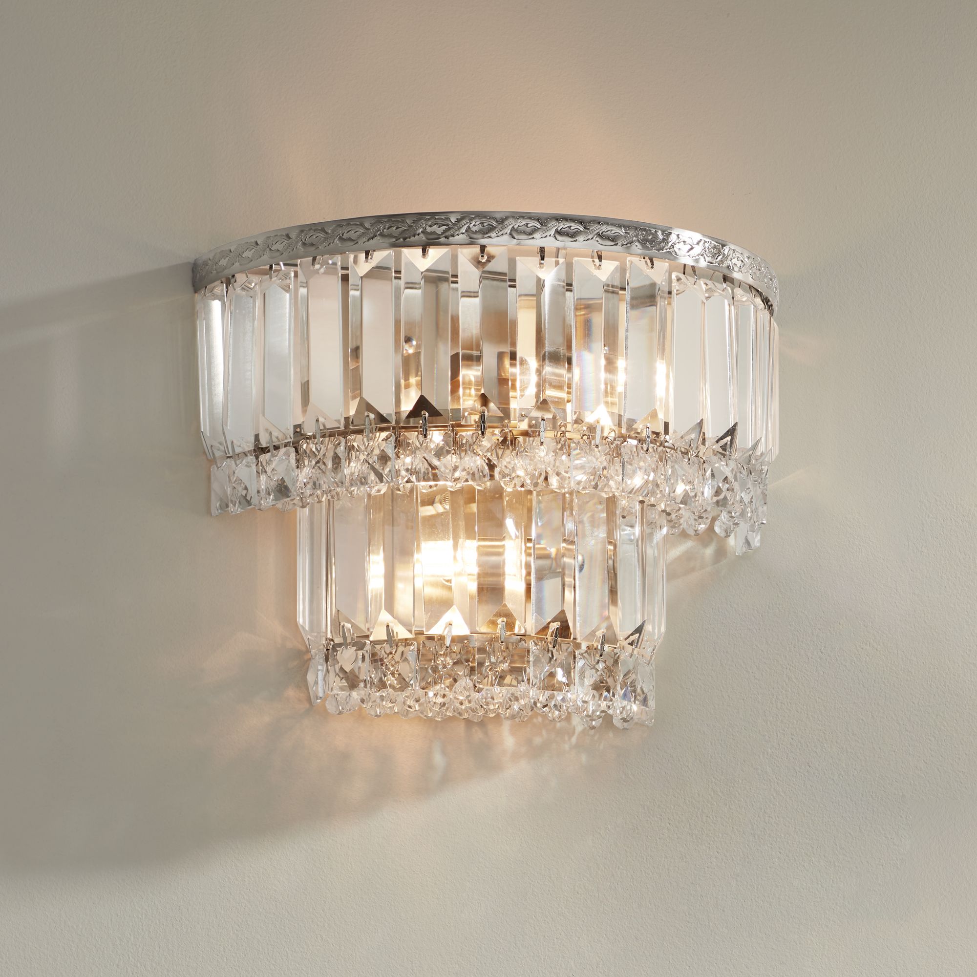 Magnificence Satin Nickel 10" Wide Crystal Wall Sconce