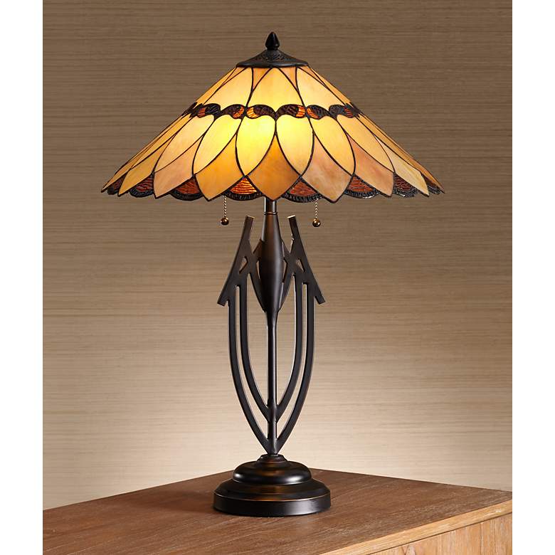 Robert Louis Tiffany Shiloh Scallop Art Glass Tiffany-Style Table Lamp
