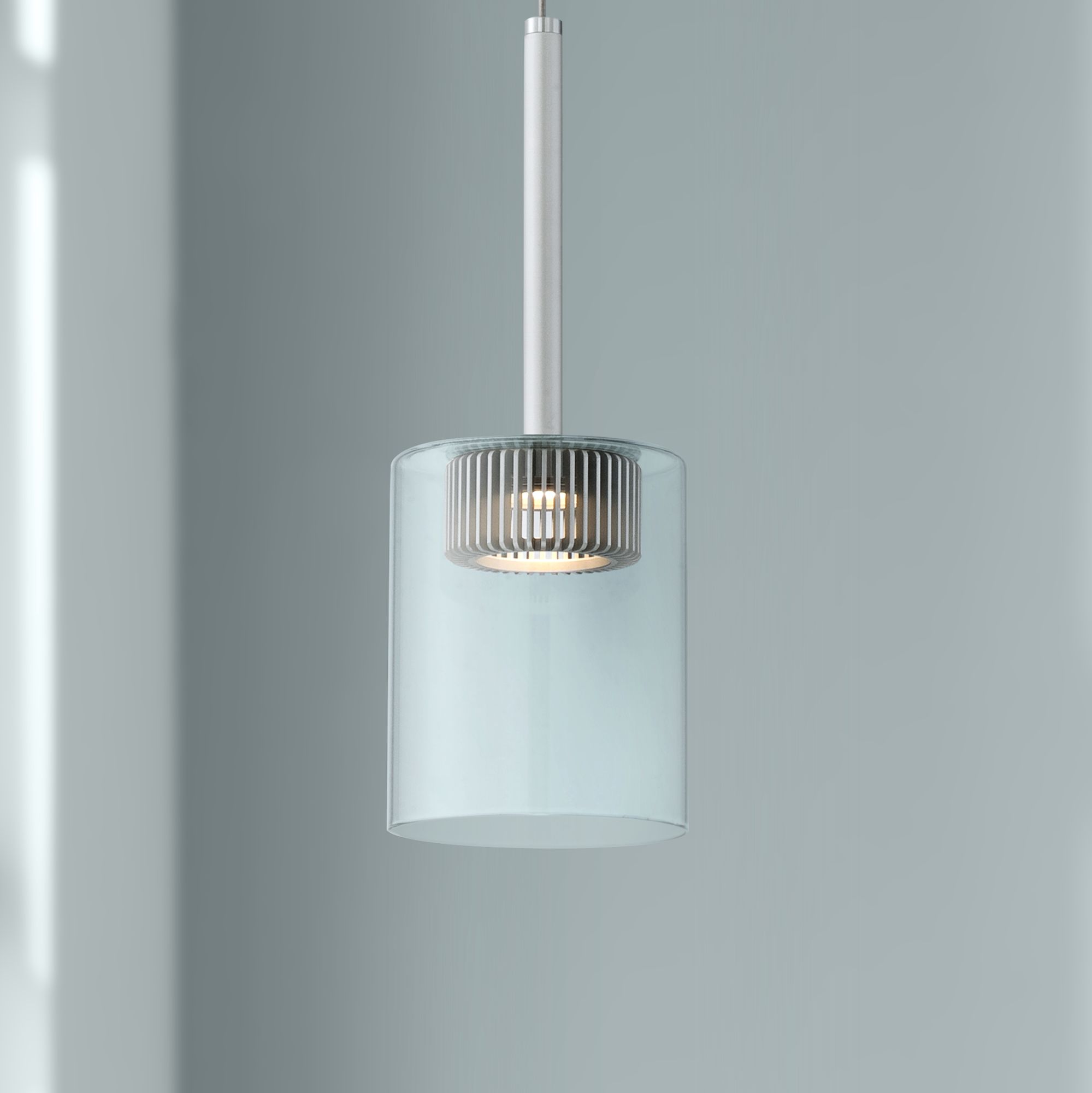 Possini Euro Mucci 4 3/4"W Clear Glass Cylinder Mini Pendant